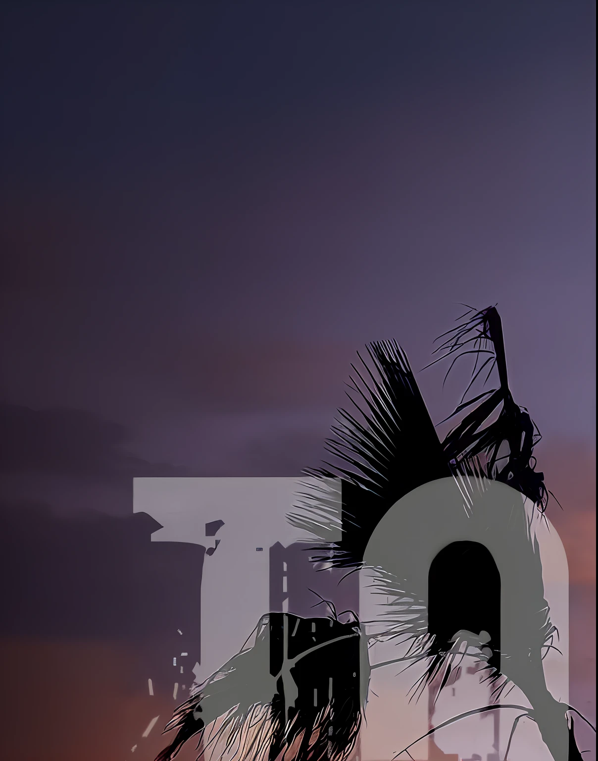 there is a young man with a mohawk and a guitar case, tokio, otaku gangasta, inspired by Itō Ogura Yonesuke, tokyo background, tokyo inspired, tokio futuristic in background, anime style mixed with fujifilm, inspired by Taiyō Matsumoto, yukio - e, inspired by Tsuchiya Koitsu
