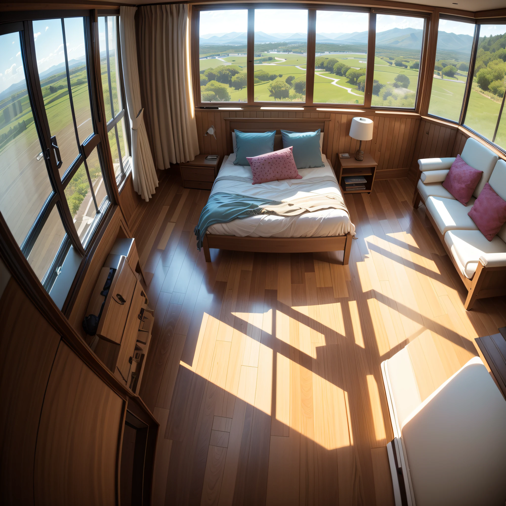 Panoramic Windows: Floor-to-ceiling windows with views of the surrounding landscape.