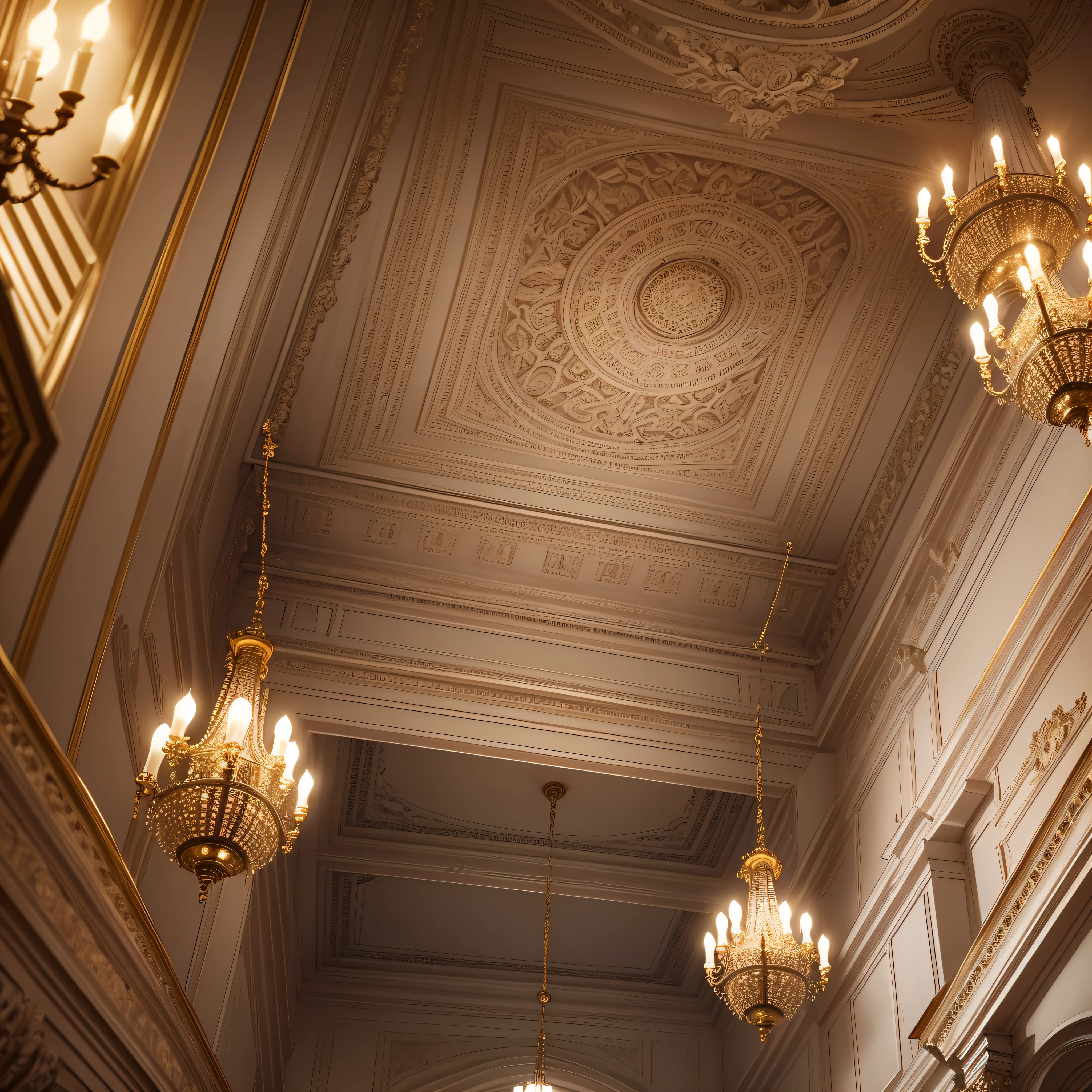 Historic Architecture: Libraries in historic buildings with ornate ceilings, chandeliers, and intricate details.