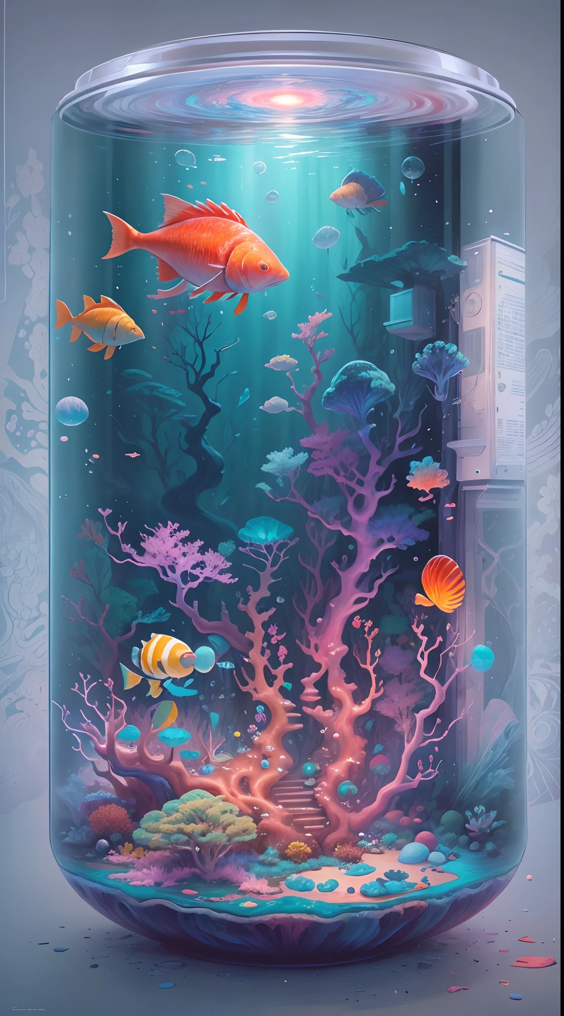 best qualtiy,tmasterpiece,超高分辨率,(photograph realistic:1.4),ultra-realistic realism,Dream-like,ocean floor,airbubble,The corals,Undersea Palace,fish flocks,jelly fish,buliding,The creation of fantasy,Thrilling color scheme, ultra-realistic realism, abstracted, psychedelia,
