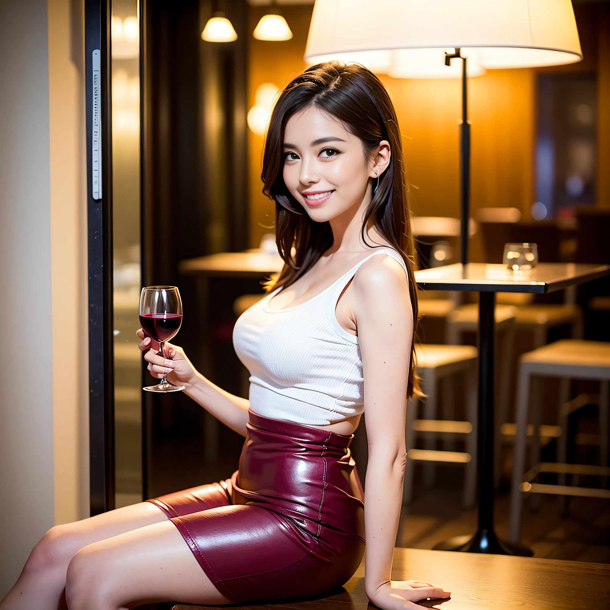 (64K, UHD, top quality, masterpiece: 1.2), (realistic, photorealistic: 1.37), super detailed, pretty woman 1 person, (slim face), (slim body), (brown hair), (short cut), cheeks slightly blushing, (35 years old), 38 years old, solo, beautiful detailed urban night view outside the window, restaurant, wine glasses sit, at night, in a prominent place (from the waist up) NovaFrogStyle, Actress, Model, Waist Up, White Wine, Slim, Wine Glass, Super Clean Night View, Wine Glass Put in the Middle, Happy Smile, (Smile: 1.15), Beautiful Fine Eyes, Upper Body, Bust Japan Up, Night, Short, Short, Actress, Model, Waist Up, White Wine, Slim, Wine Glass, Super Clean Night View, Wine Glass Put in the Middle, Happy Smile,