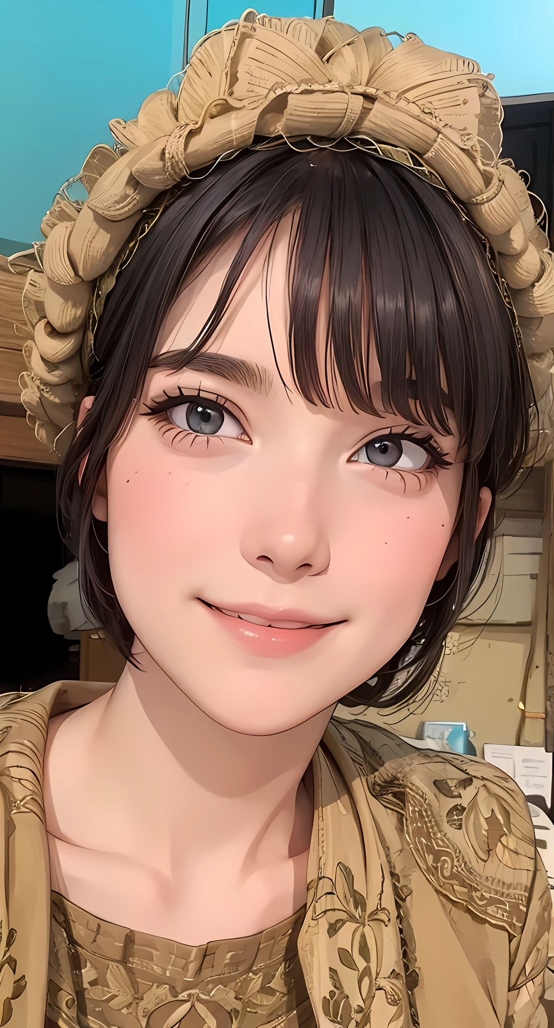 woman, hair bangs, smiling