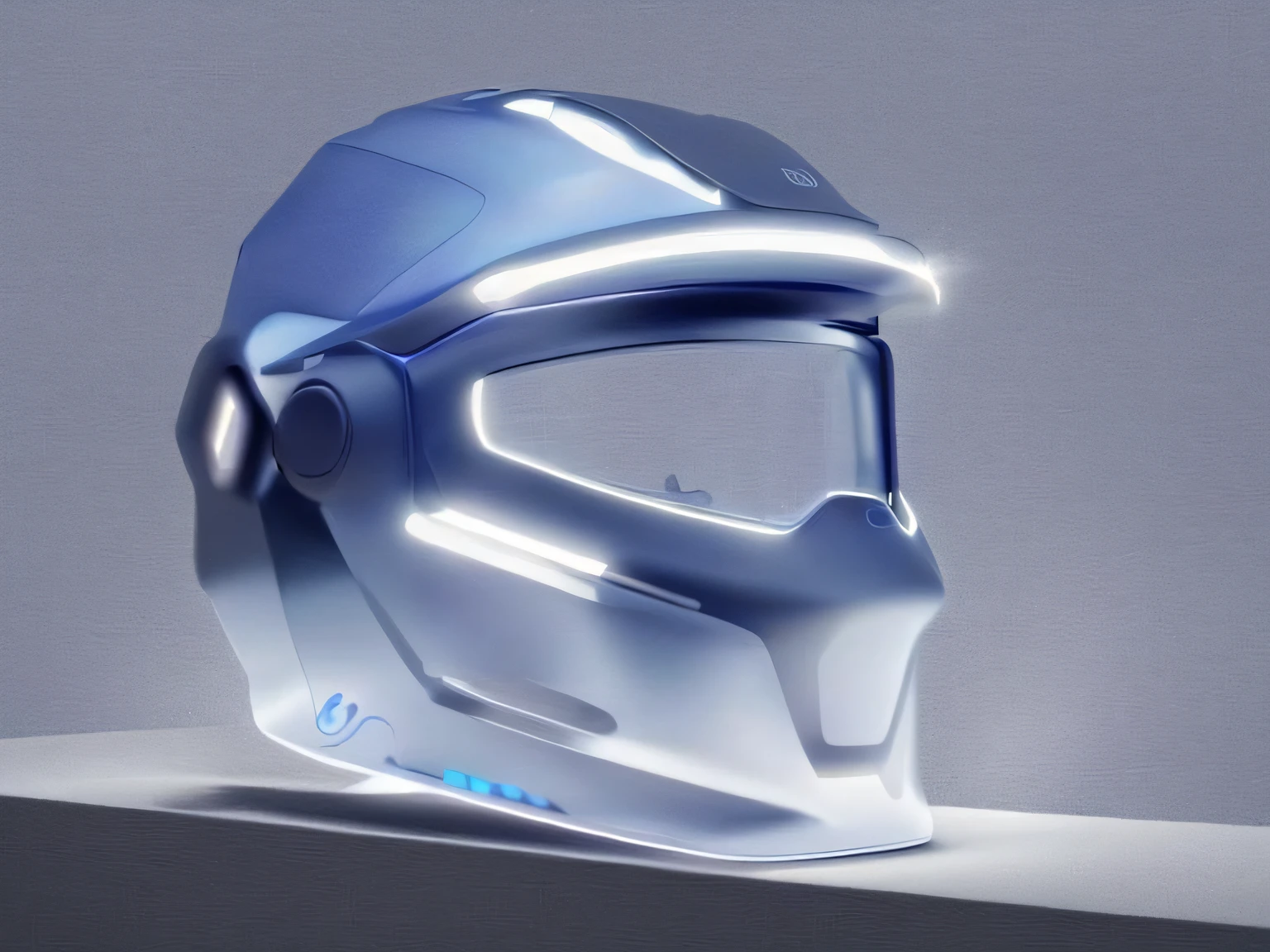 Helmets with LED lights, front view, front view, modern helmets, fashionable OLED  sunshades, technology helmets, intricate high-tech helmets, beautiful blue armor helmets, illuminated side views, wearing helmets, shining eyes in helmets, VR helmets, helmets,, sci-fi style, industrial design, white background, product design, keyshot rendering,emauromin style