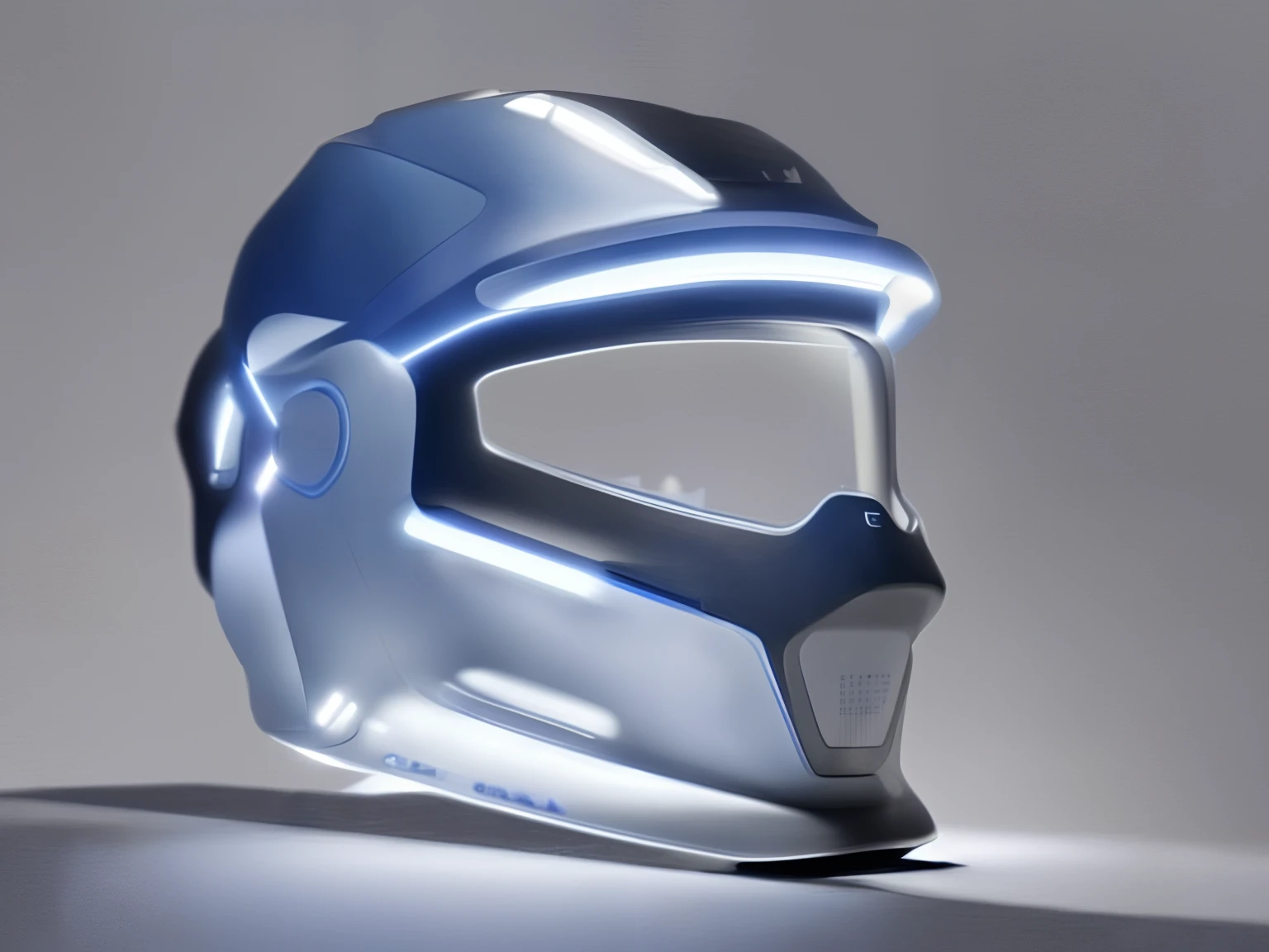 Helmets with LED lights, front view, front view, modern helmets, fashionable OLED  sunshades, technology helmets, intricate high-tech helmets, beautiful blue armor helmets, illuminated side views, wearing helmets, shining eyes in helmets, VR helmets, helmets,, sci-fi style, industrial design, white background, product design, keyshot rendering,emauromin style