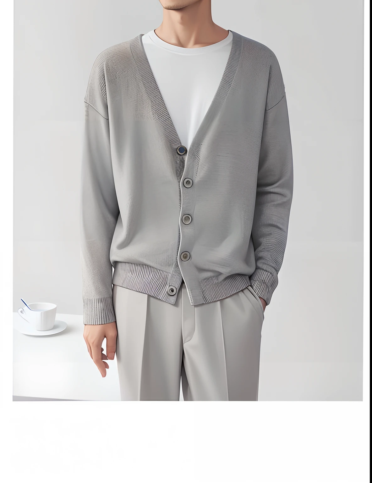 Grey mixed Allafard cardigan, Cardigan, wearing a cardigan, Gray color, wearing in cardigan, gray clothes, light gray, flat grey, Casual clothing, gray men, Open V chest clothes, with two front pockets, modern casual clothing, Official, Casual clothes, october, gray sweaters, Men, 3 pm, Official product image, casual clothing style