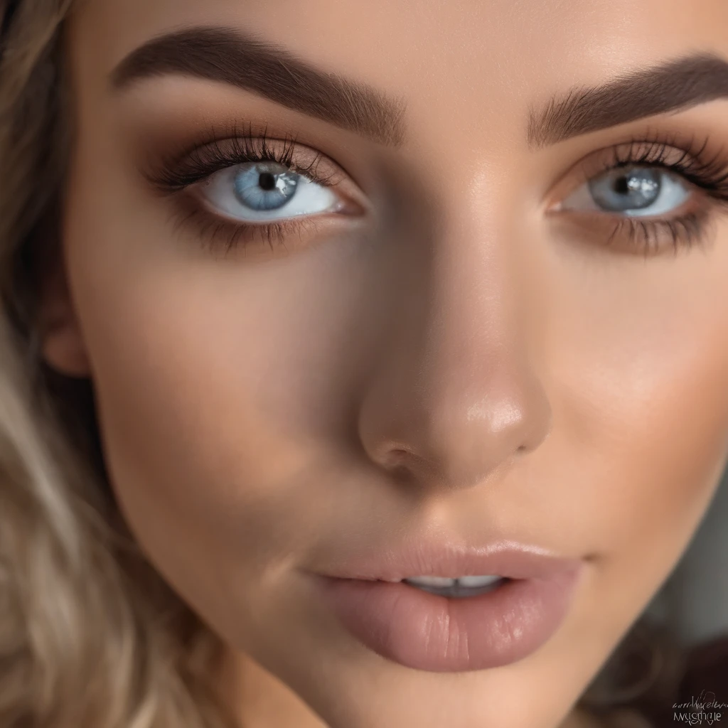Arafed woman completely , fille sexy aux yeux bleus, ultra realist, Meticulously detailed, Portrait Sophie Mudd, cheveux blonds et grands yeux, selfie of a young woman, Yeux de chambre, Violet Myers, sans maquillage, maquillage naturel, looking straight at camera, Visage avec Artgram, Maquillage subtil, Great photo of the whole body kneeling on the bed, dans la chambre, Medium to large bust, yeux bruns, Souriant, Photo near a Bugatti Chironn, gothique