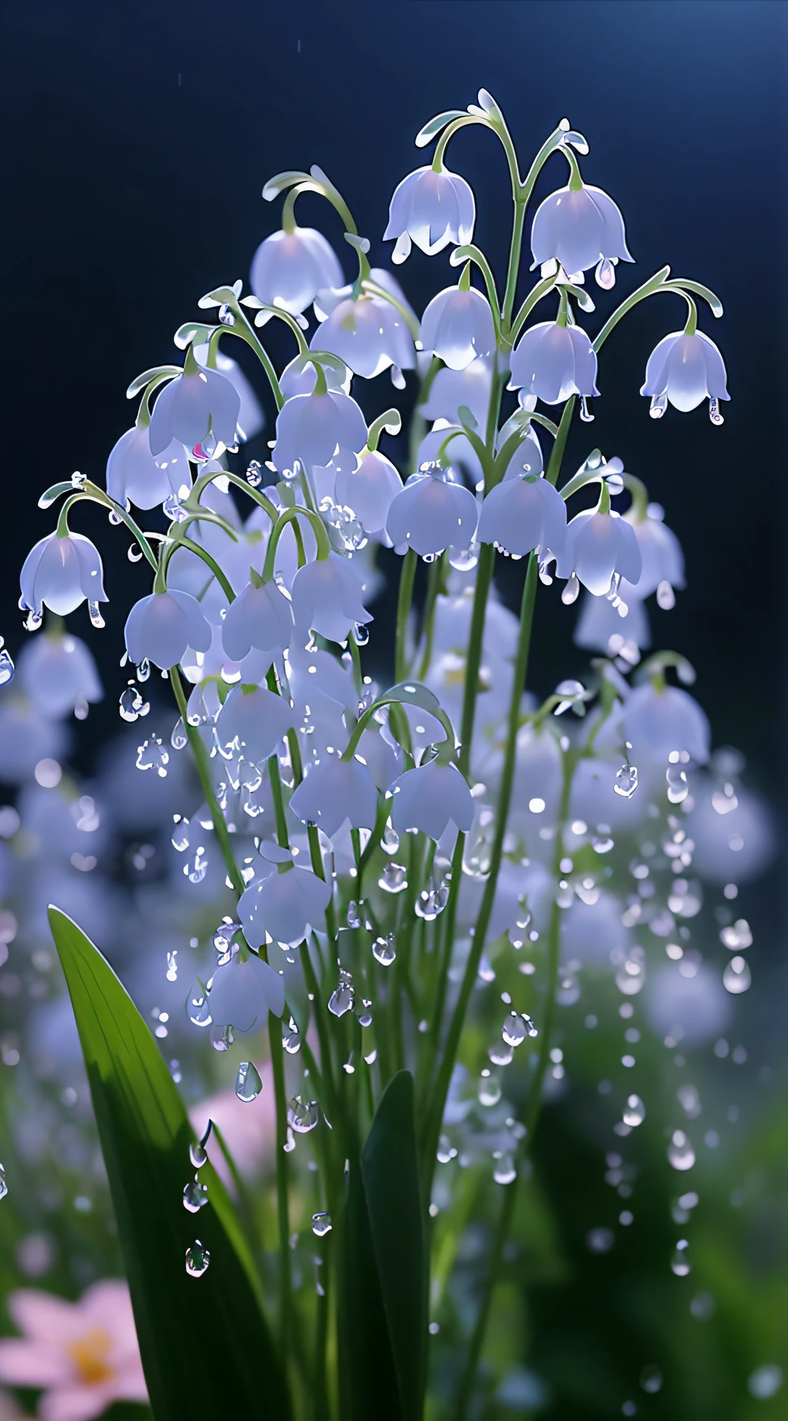 There are a lot of white flowers in the vase, Magical flowers, Dewdrops, Luminous flowers, Glowing flowers, dewdrops, elegant flowers, Beautiful flowers, Blue flowers, Summer morning dew, White flowers, flowers rain everywhere, beautiful  flowers, Really beautiful nature, dripping blue natural iwakura, drizzle, beautiful iphone wallpaper, Ethereal beauty, Flowers!!!!, Beautiful wallpaper