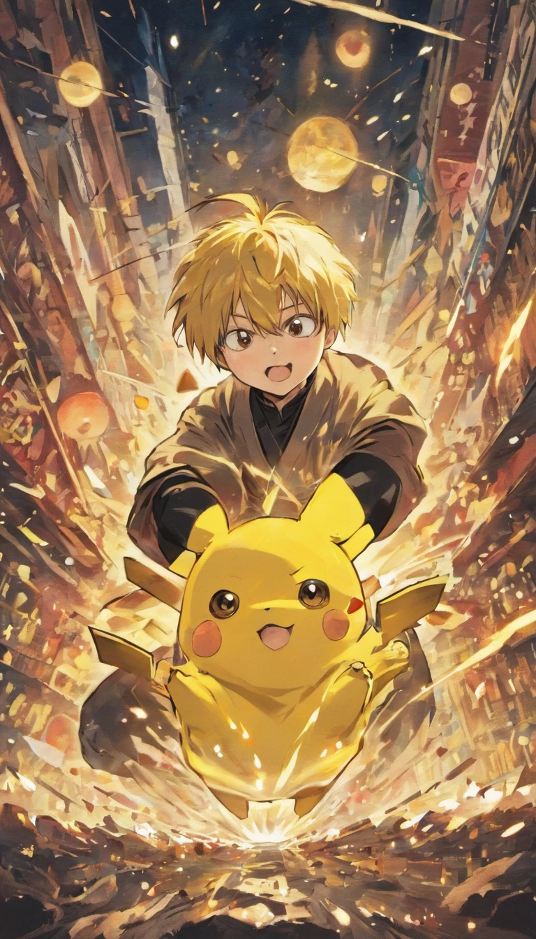 Feature comics use multiple irregular frames, Manga based on Japan manga, Pikachu vs Pikachu. Gintama, Gintama Manga, Colorful picture books, White background. Black and white, Line Draft