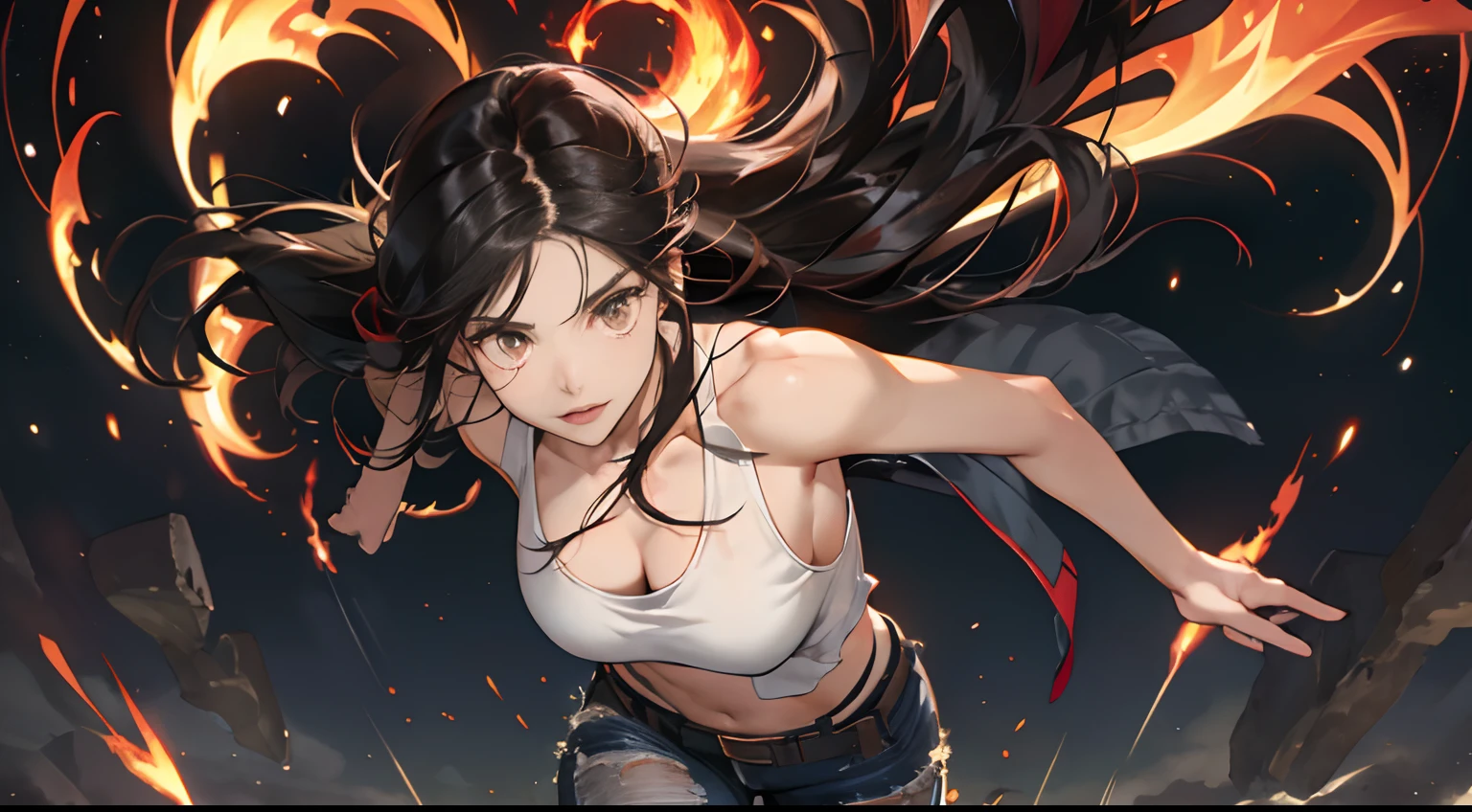 UHD, 8k, Realista, Obra prima, ::  comix style ryuko hikari ::2.9   style :: concept art, smooth, sharp focus, illustration, , character sheet, lightningwave, beautiful  style::style jkenneth rocafort   ::2.9 (masterpiece:1.2, best quality), (finely detailed beautiful eyes: 1.2), ((1girl jada sezer   beautiful woman )), ((solo)), (red eyes:1.4), (finely detailed eyes and detailed face:1.3),), (with jeans and a white t-shirt or dress:1.3), (beautiful and clear background:1.2), (extremely detailed cg, ultra-detailed, best shadow:1.1), ((depth of field)), ((watercolor)), large breasts, bare shoulders, flowers and petals, beautiful concept illustration , (white background:0.5), (illustration :1.1), (extremely fine and beautiful:1.1), (perfect details:1.1),::yoji shinkawa  style ::2.0  illustration style,tatoon style,ferocious bear  ultra detailed, (beautiful and clear background:1.2),, fantastic paintings ,graffit style,  perfection, dynamic, highly detailed, watercolor painting, artstation, concept art, smooth, sharp focus, illustration,  character sheet, artstation, concept art, smooth, sharp focus, illustration, art by kim jung gi,, artgerm, carne griffiths and wadim kashin ,, lightningwave,  watercolor painting ,paint dripping by tim okamura, victor nizovtsev, greg rutkowski, noah bradley. trending on artstation, 8k, masterpiece, graffiti paint, fine detail, full of color, intricate detail, golden ratio illustration,monochromatic green background, masterpiece, best quality, high quality, highres, best quality, high resolution fix, bright amazing lighting, detail enhancement, best quality, high quality, highres, detail enhancement, best quality, high quality, 8k