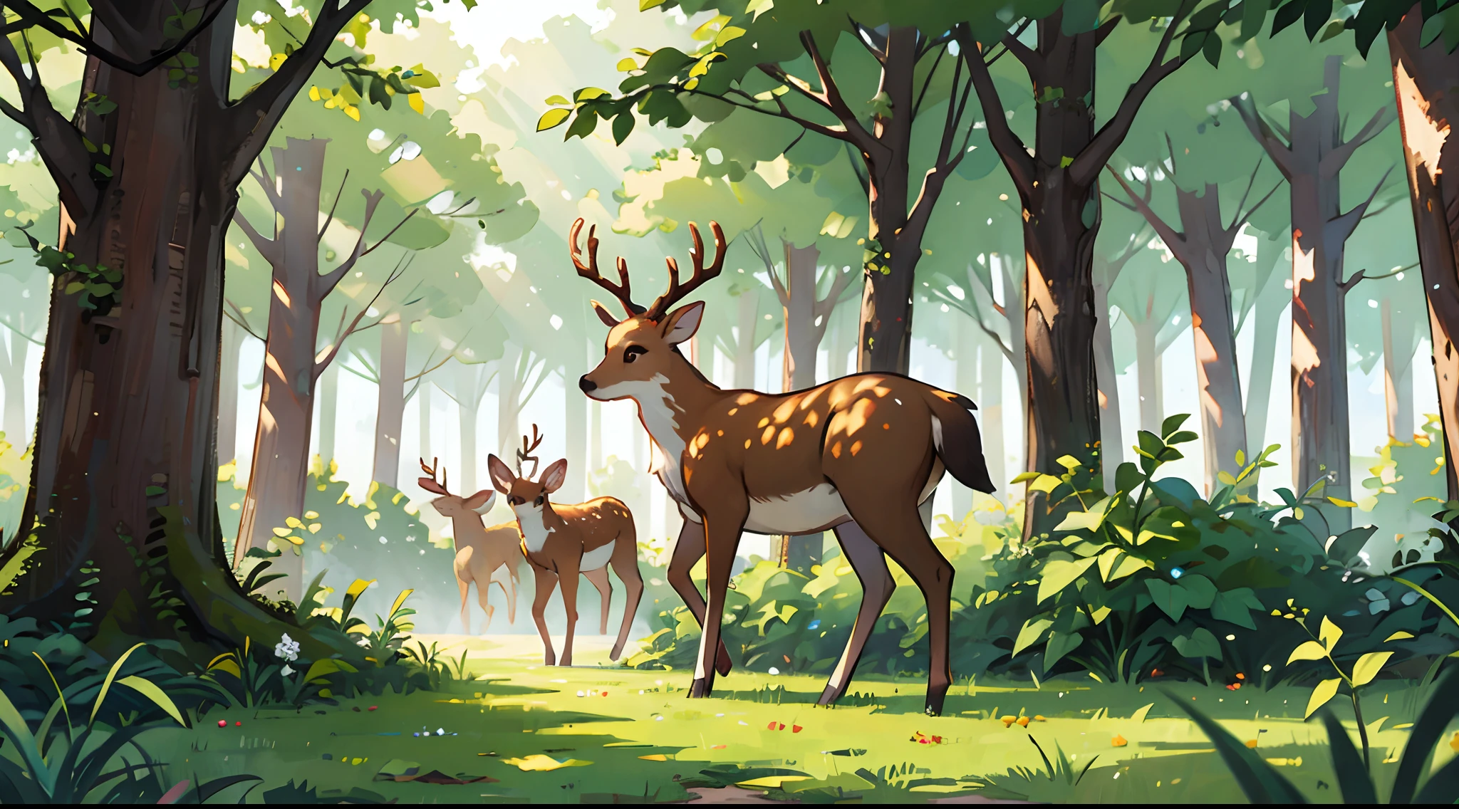 in woods、1 deer