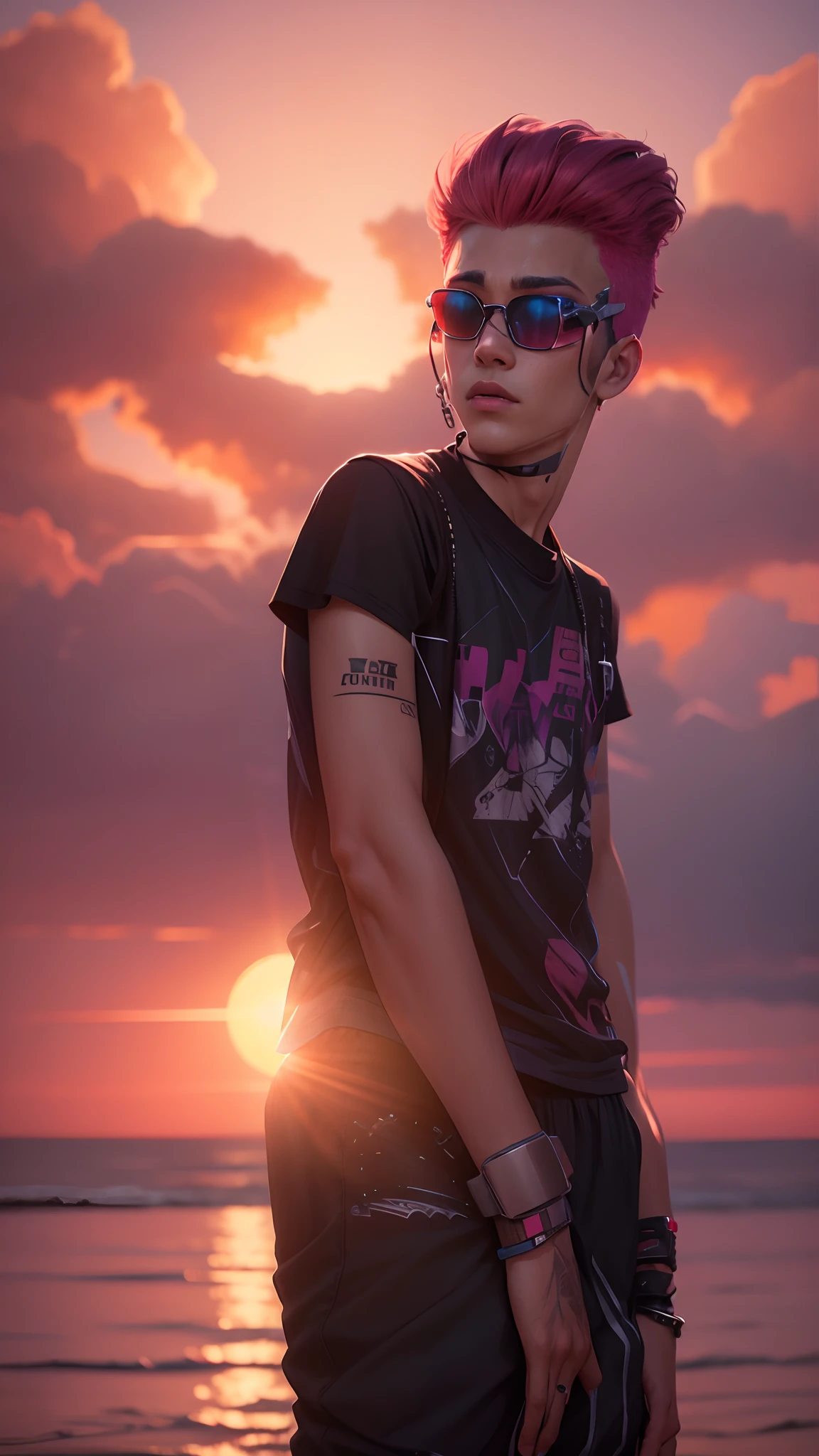 Syber, punk, boy, sunset🌅 sky ulta 8k