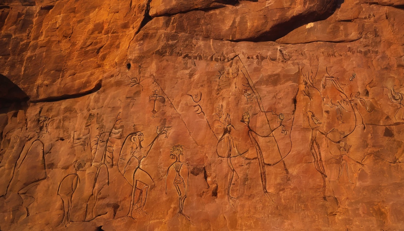 ancient rock art in Kakadu National Park.