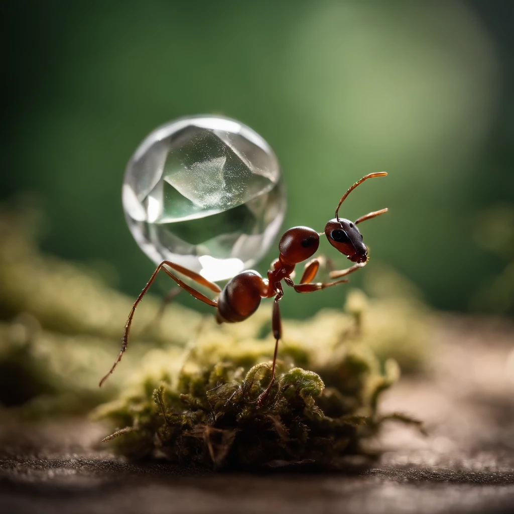 A crystal clear ant ornament