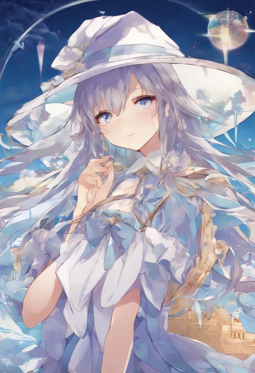 masterpiece、top-quality、Anime character with witch hat and witch clothes、Young Anime Woman、Female Anime Style, anime styled、blue eyess, Anime Girl, lightblue hair, Anime art wallpaper 8k, anime wallpaper 4k, anime wallpaper 4 k, anime style portrait, Best Anime Konachan wallpapers、high-level image quality