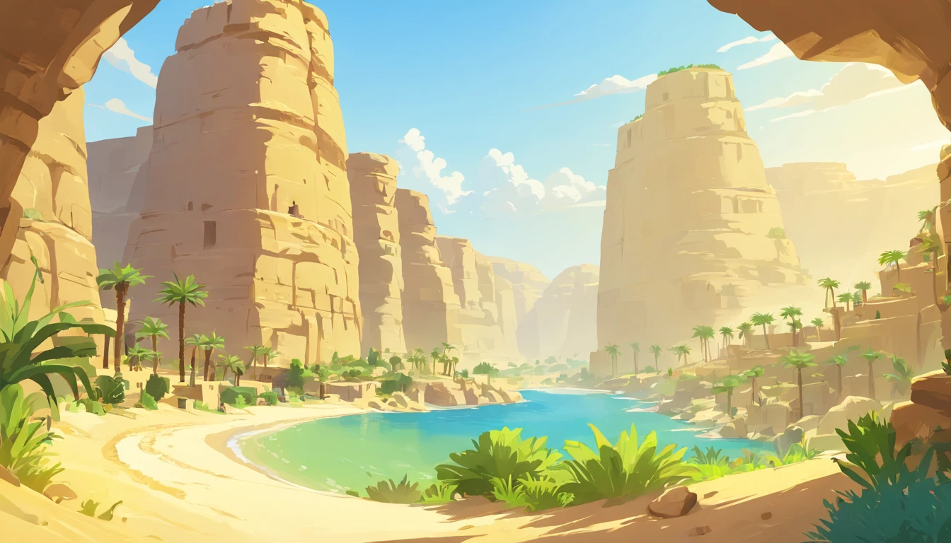 Wadi Shab in distance , desert