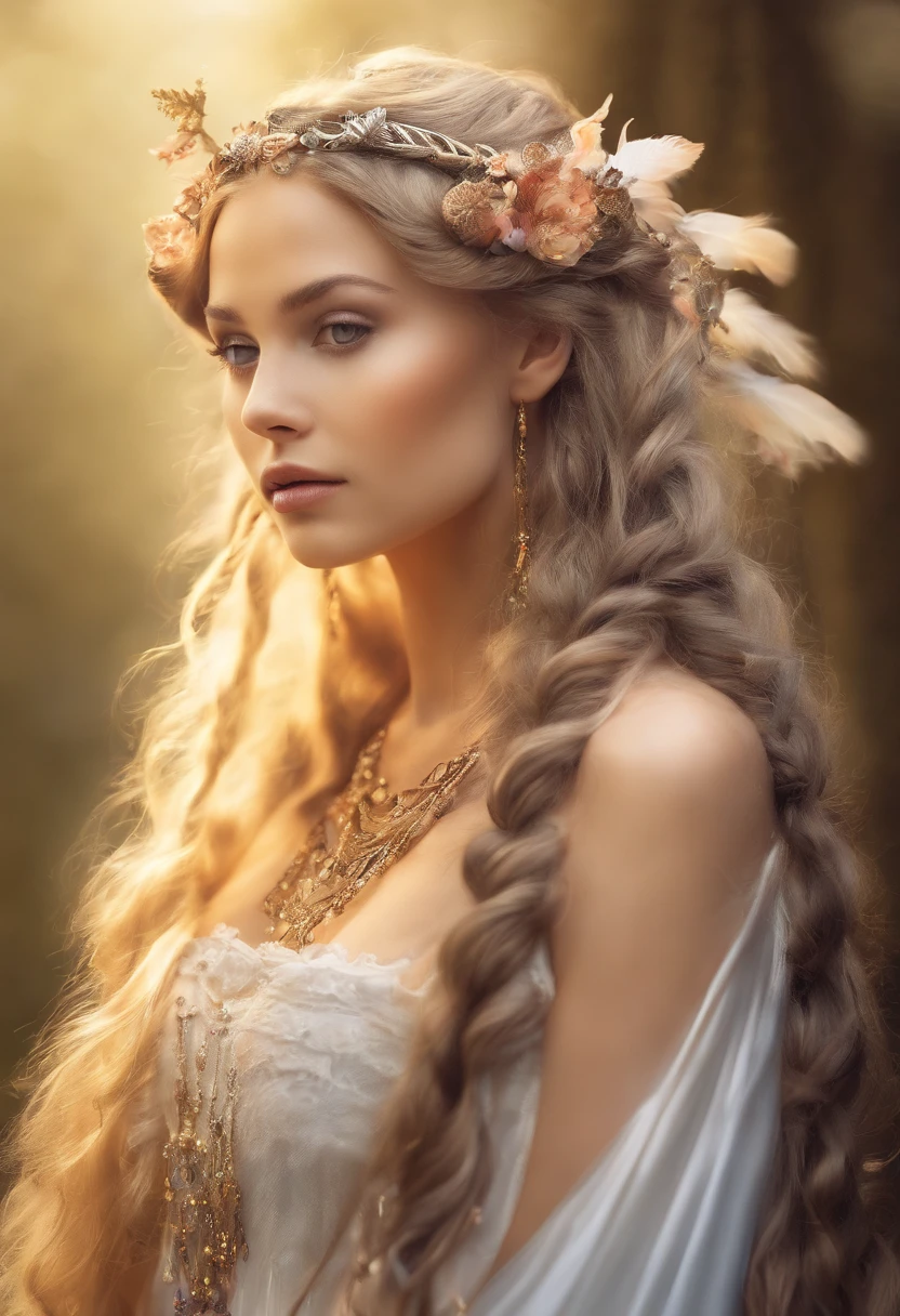 Netherlands female, goddess, perfect face details, feminine figure, with soft and elegant curves, long silky hair, braids, random background, 32k