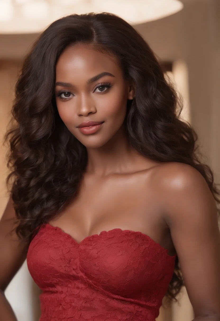 ((Peau claire africaine, Métis ebony skin)), ((Its beauty is undeniable)), ((Excited cute face)), ((Hyper-detailed perfect eyes,)), ((Seductive pose in a chic hotel room)), (), (), ((), ((Afro African long curly,)), ((Revealing belly)), ((debout, vue de face)), ((toucher ses propres jambes dans une pose sexy)), ((dehors, Ville publique)), Sharp Focus CGI, Souriant, photoreallistic, High detail, Realstic, Masterpiece, Best quality, Hdr, High quality, high-definition, Extremely detailed, 8k wallpaper, Intricate details, 8K UHD, Full-HD, (photo realist:1.2), contraste, intense illumination, lighting cinematic, natural lighting, hard light, contre-jour, Illumination globale, occlusion ambiante robe rouge sexy