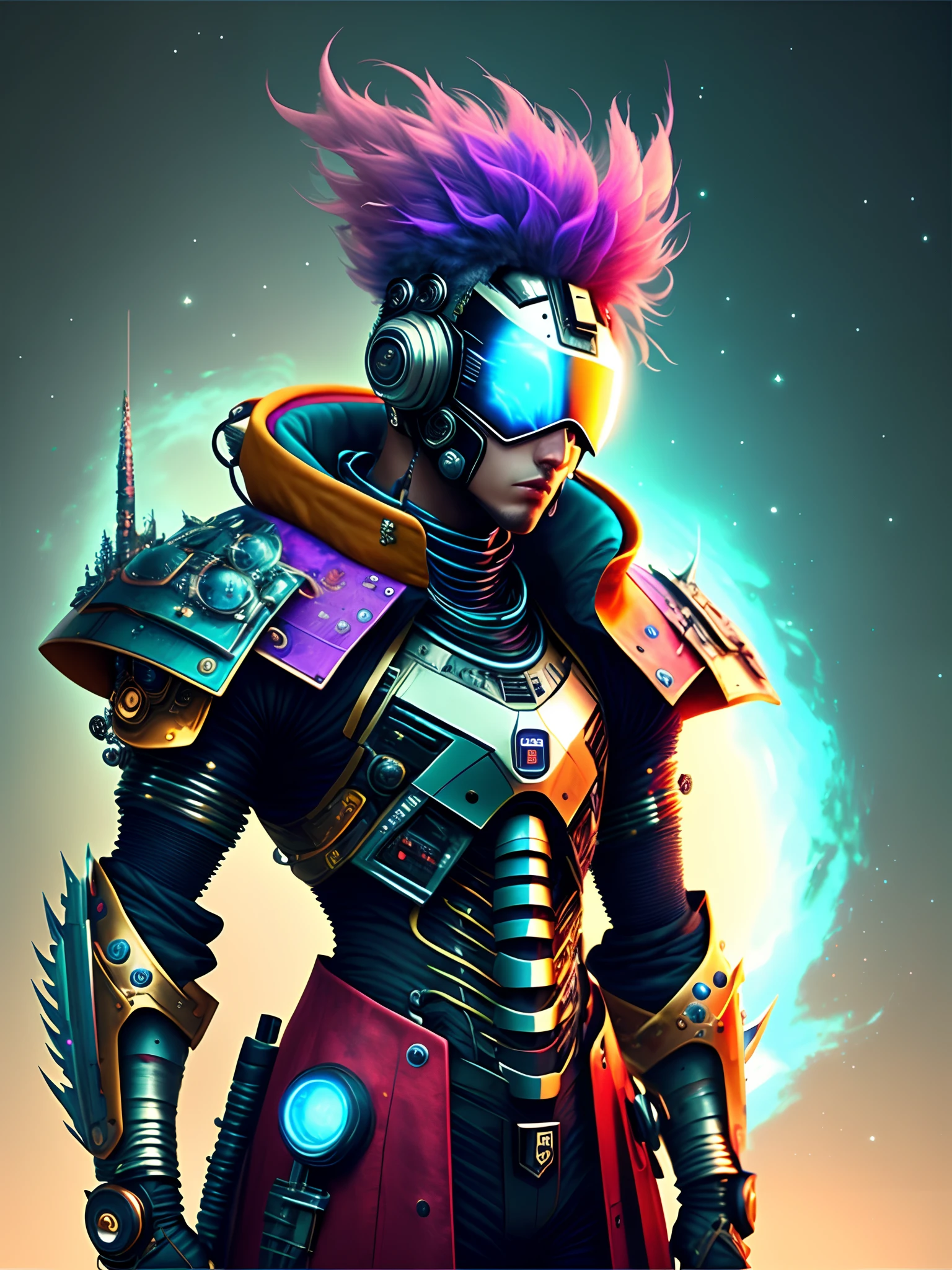 Cyber punk man fantasy and SCI fi beautiful look