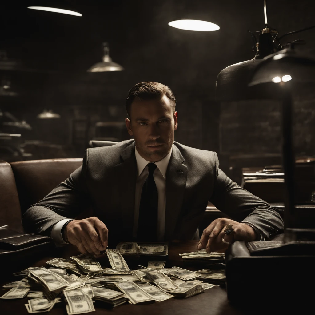 (bankrobbers),(counting money,dollar bills),(dark atmosphere,moody lighting),(masked,gun-toting),(intense,action-packed),(heist,crime),(criminals),(luxury background),(greedy),(thrilling),(suspenseful),(expensive suits),(stolen loot),(escaping),(getaway car),(hiding),(underground hideout),(vigilant police),(dramatic),(adrenaline rush),(high stakes),(cash stacks),(precise movements),(precious gemstones),(flashing sirens),(masks),(calculating),(meticulous planning),(unpredictable twists),(nervous tension),(clandestine operation),(masterminds),(sharp shooting),(escape route),(partner-in-crime),(vault),(tense moments),(explosions),(concept artists),(nighttime),(dynamic composition),(intertwined destiny),(synchronized movements),(bulletproof vests),(bluffing),(tactical),(immaculate timing),(loss of control),(rapid heartbeat),(intense gaze),(silent coordination),(vault cracking),(precise timing),(standoff),(heist crew),(execution),(cat-and-mouse chase),(double-cross),(high-powered weapons),(unforeseen obstacles),(shadowy figures),(high-security),(fierce determination),(fancy getaway vehicles),(elusive),(reliable informants),(bank employees),(secure locks),(swift actions),(precious time),(nail-biting suspense),(coordinated efforts),(successful escape),(ruthless criminals),(heart-pounding),(daring maneuvers),(escape plan),(lucrative),(heart-racing),(heart-stopping),(cunning strategy),(calculated risks),(cash-filled bags),(gripping),(breathtaking).