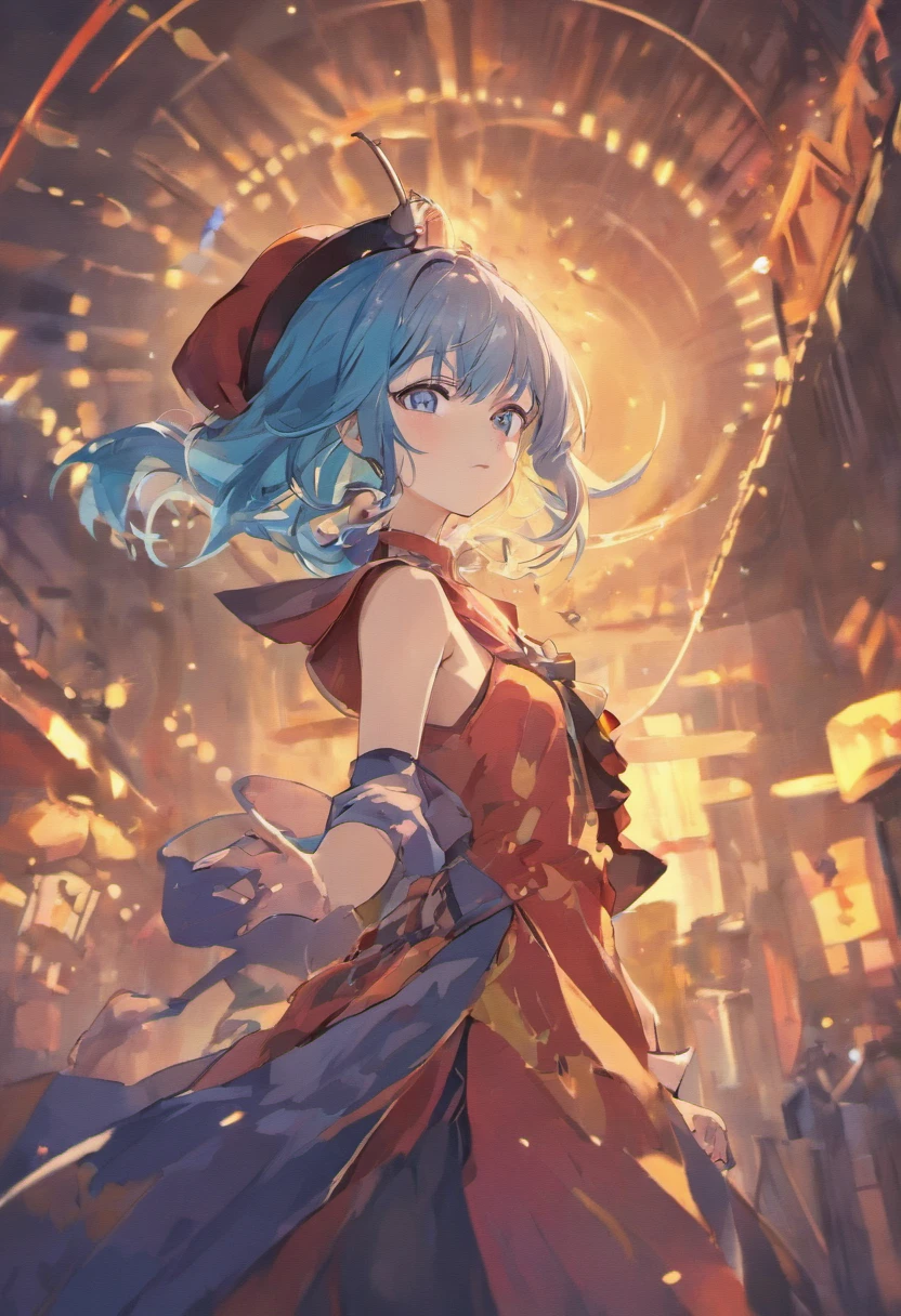 Masterpiece、top-quality、Anime character with witch hat and witch clothes、Young Anime Woman、Female Anime Style, anime styled、blue eyess, Anime Girl, lightblue hair, Anime art wallpaper 8k, anime wallpaper 4k, anime wallpaper 4 k, anime style portrait, Best Anime Konachan wallpapers、high-level image quality