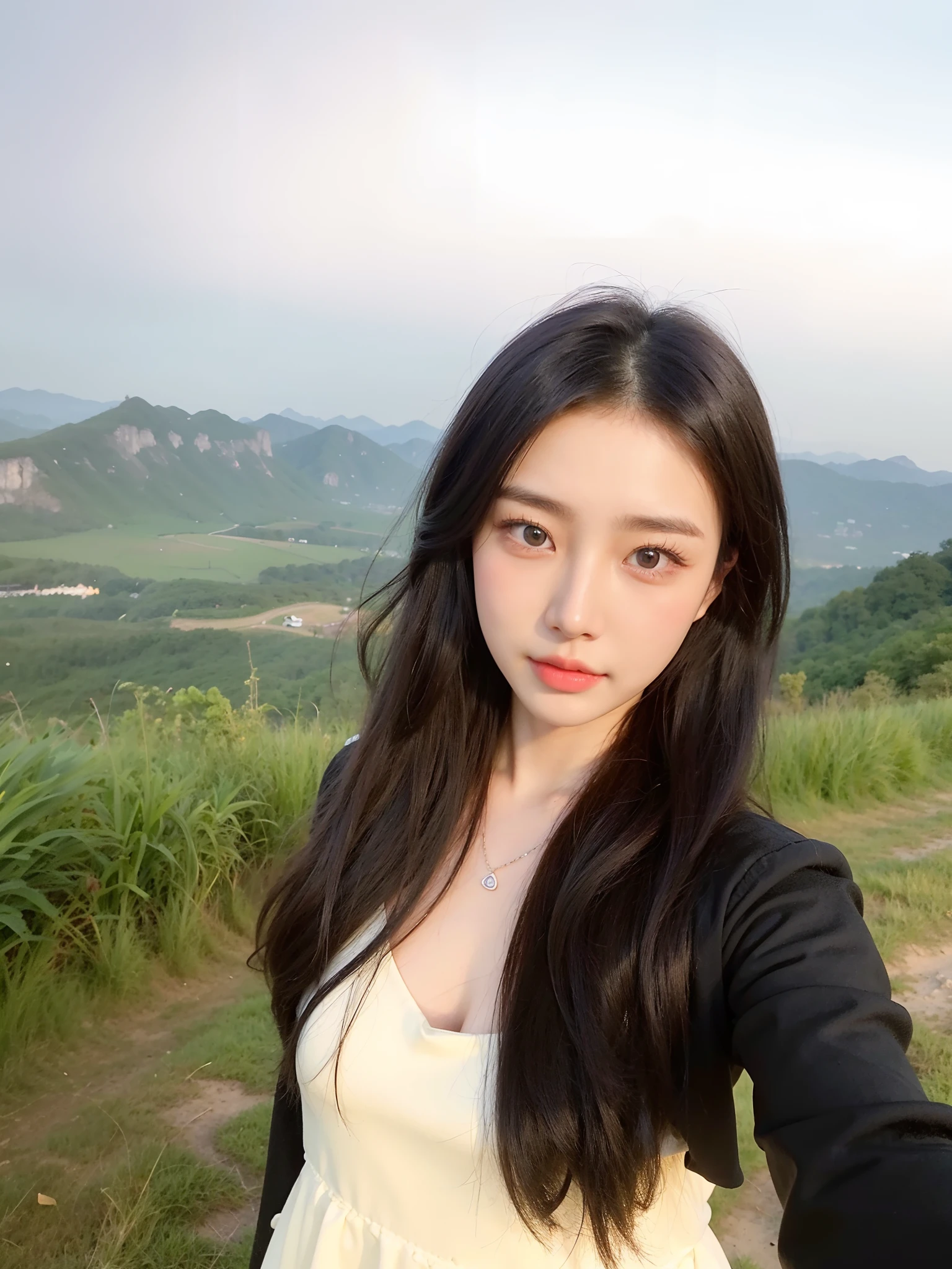 Arafeld woman taking a selfie with camera in the field, 8k selfie photograph, xintong chen, Li Zixin, wenfei ye, Xianxia, xision wu, Chinese girl, Yun Ling, Lin Qifeng, zmonzheng, zeng fanzh, ruan jia beautiful!, Chinese woman, chengyou liu
