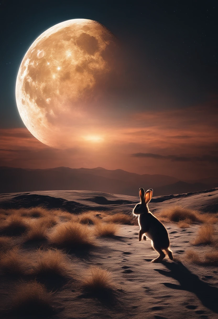 A rabbit running on the moon,GIF type