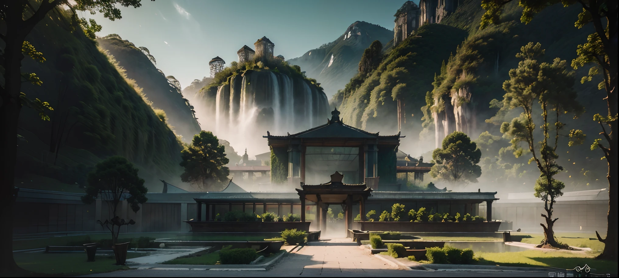 "best quality, 8k, 12k, highres, masterpiece:1.2, ultra-detailed, realistic, foggy lighting, eerie ruins, scary atmosphere, HDR, UHD, studio lighting, ultra-fine painting, sharp focus, physically-based rendering, extreme detail description, professional, vivid colors, bokeh, landscape, horror, photography"