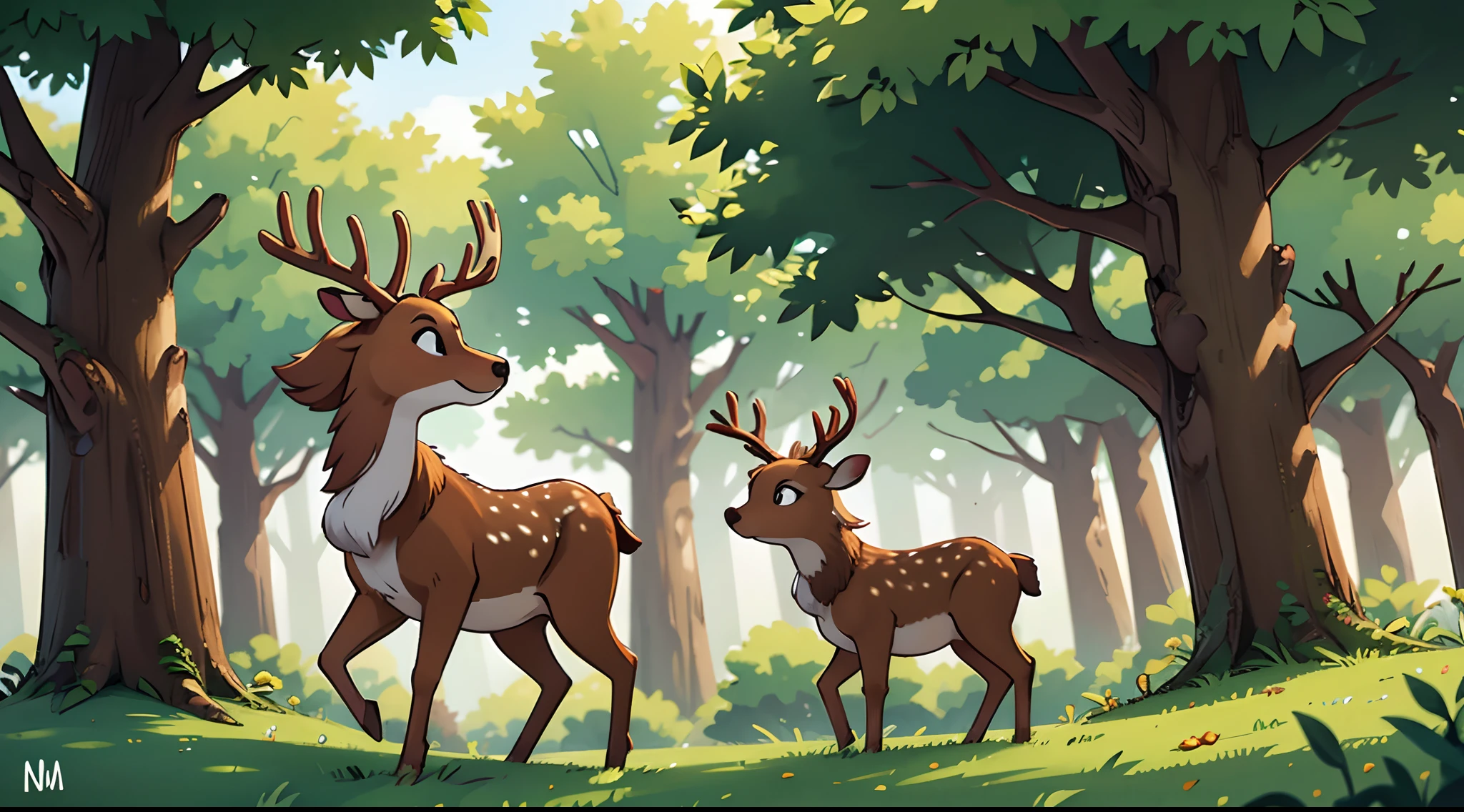 in woods、((1 big deer))、Eating tree buds、up of face