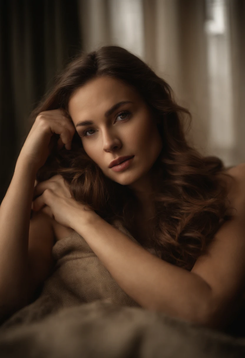 Naked Women with big vagina , lying, brown hair