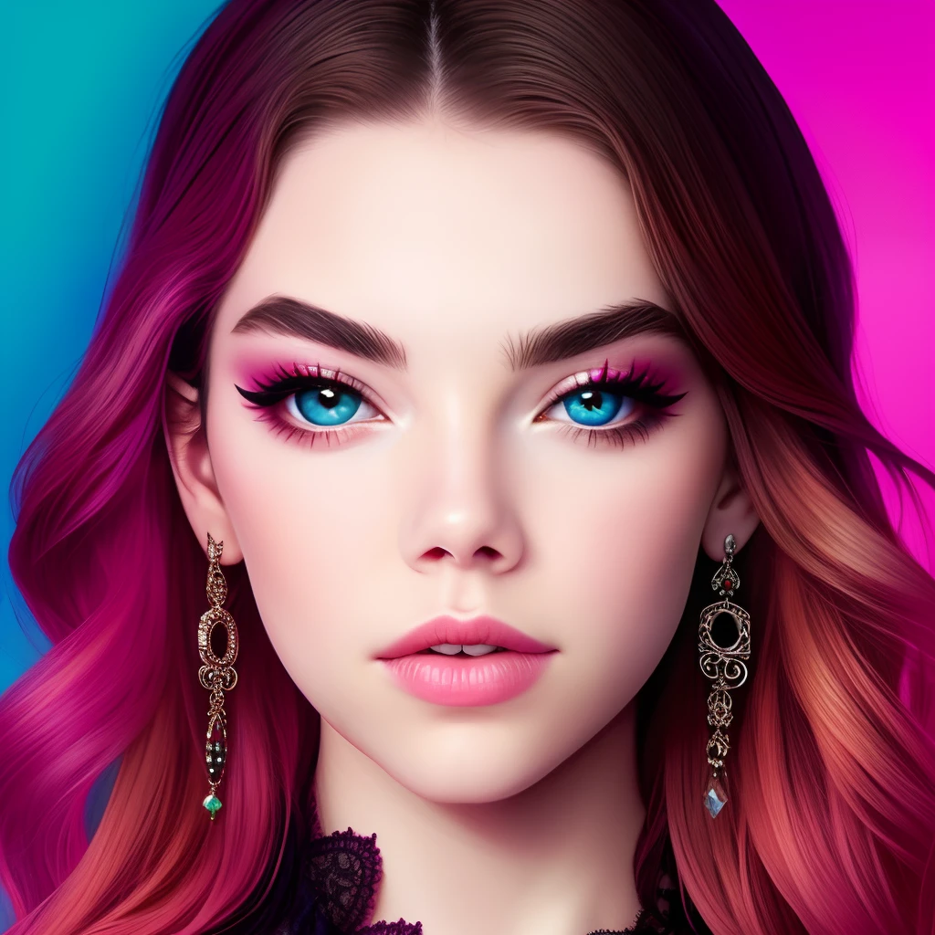 Anya Taylor-Joy, gothic gypsy, running eyes mascara, shimmering crystal ball, photorealistic, ethereal, close up
