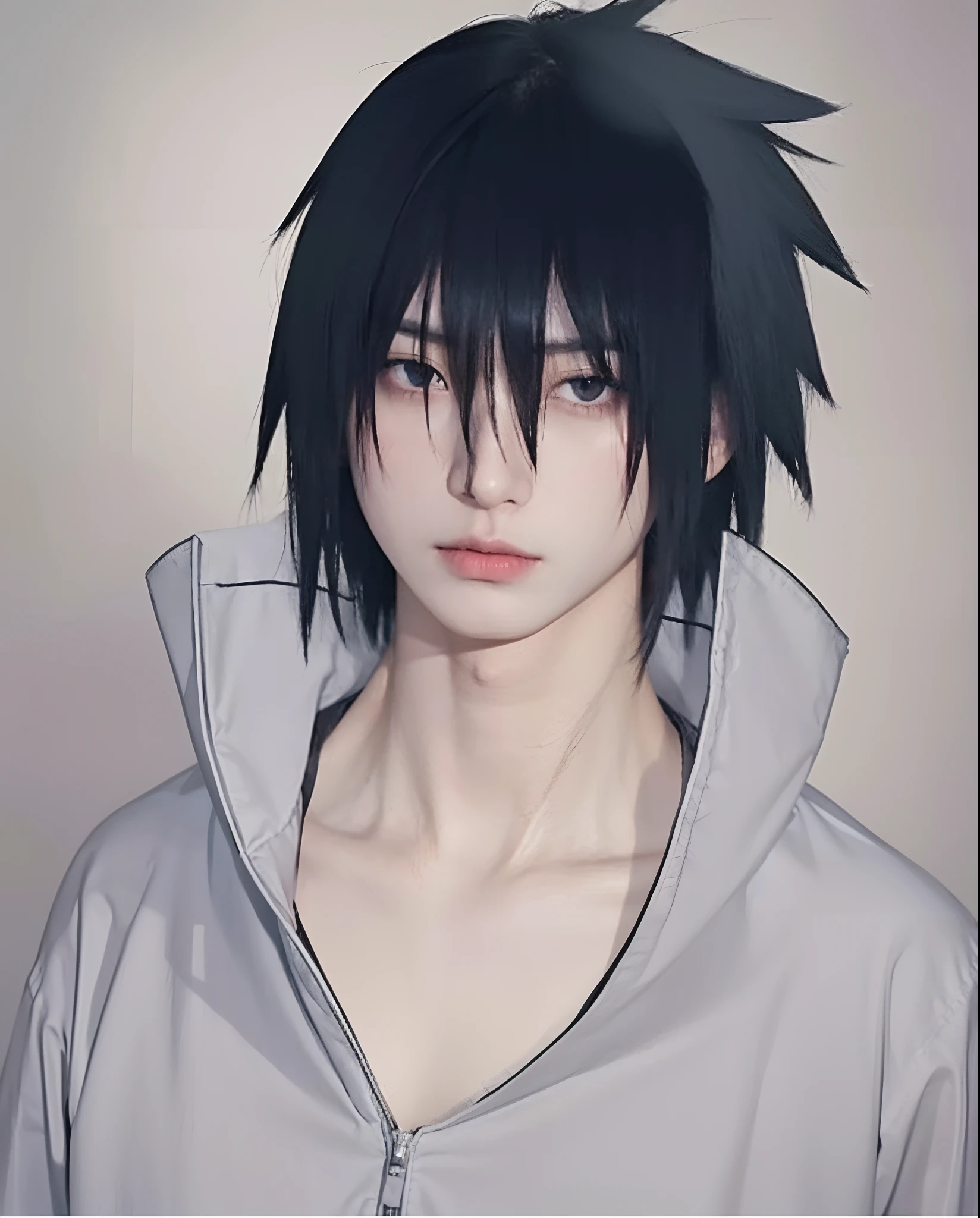 sasuke uchiha, solo, handsome korea, ((man)), ((young man)), 1boysolo1boy, solo, male_focus, black_hair, black_eyes, collarbone, closed_mouth, upper_body, spiked_hair, looking_at_viewer, bangs, shirt, hair_between_eyes, frown, looking_to_the_side, expressionless, cinematic, dramatic lighting photography, national geographic, photo, photography, Stoic, cinematic, 4k, epic, detailed photograph, shot on kodak detailed, cinematic, dark moody, volumetric fog