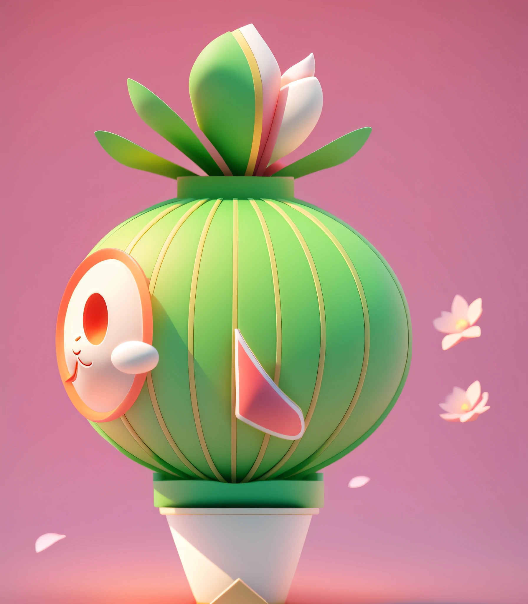 There are petals on the head of the onion on the sides of the cartoon character, japanese mascot, lantern, vibrant with colors, yoshitaka, cute character, Middle metaverse, inspired by Masamitsu Ōta, Chinese lanterns, 中 国 鬼 节, dim lantern, cartoonish vector style, Clay material Morandi color matching blind box IP image 3D rendering C4D modeling gloss