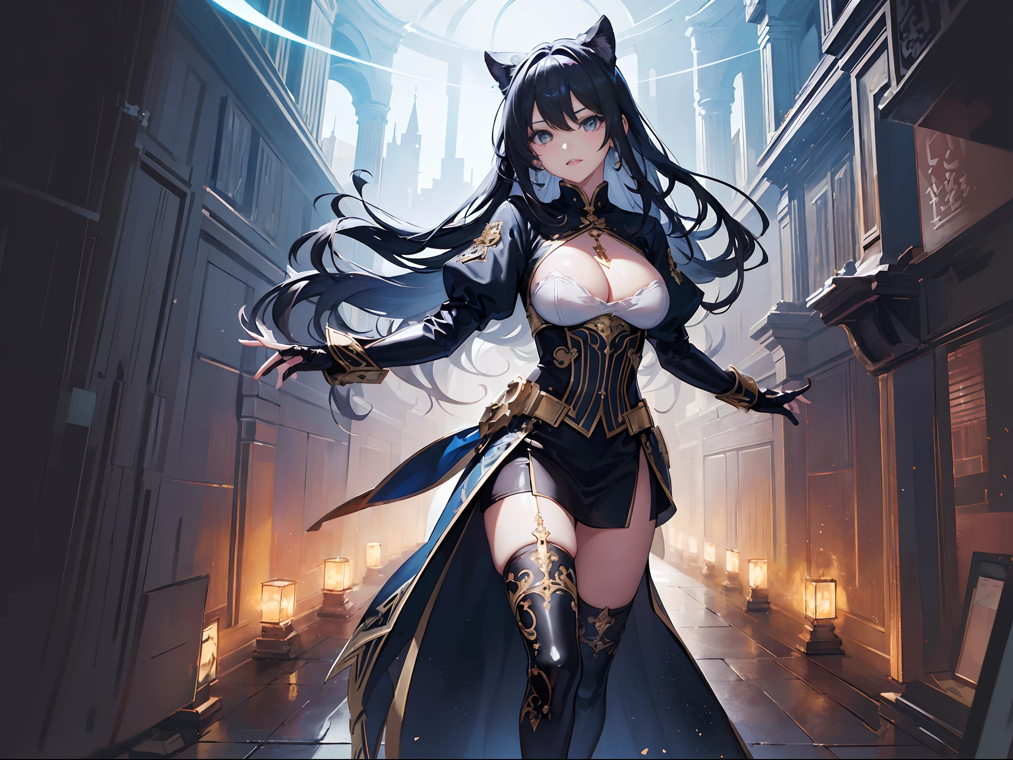 anime girl with black hair and a cat ears in a dark alley, extremely detailed artgerm, artgerm on artstation pixiv, epic light novel art cover, beautiful anime catgirl, artgerm. anime illustration, style artgerm, very beautiful anime cat girl, attractive cat girl, artgerm and atey ghailan
