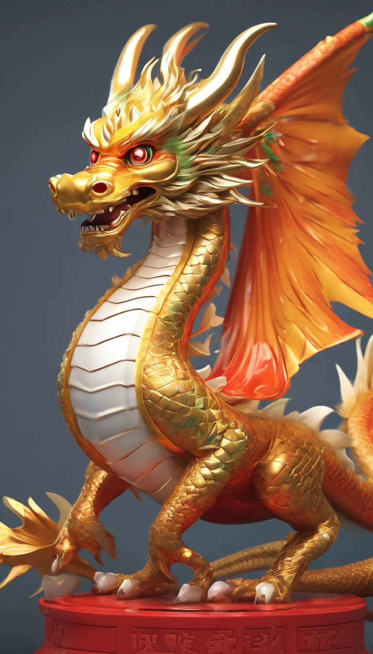 Chinese Dragon, (Blind box toy style:1.2), (Full body shot:1.6) , (Cute Chinese dragon:1.6), Humanized:1.6，Chinese costumes, Delicate tiara:1.2, dreamy glow, brightened light, Clean, White background, (Global illumination, Ray traching, NFFSW, unreal render,reasonable design, high detal, masutepiece, Best quality, hyper HD, Cinematic lighting)