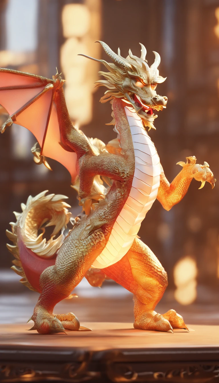 Chinese Dragon, (Blind box toy style:1.2), (Full body shot:1.6) , (Cute Chinese dragon:1.6), Humanized:1.6,Chinese costumes, Delicate tiara:1.2, dreamy glow, brightened light, Clean, White background, (Global illumination, Ray traching, NFFSW, unreal render,reasonable design, high detal, masutepiece, Best quality, hyper HD, Cinematic lighting)
