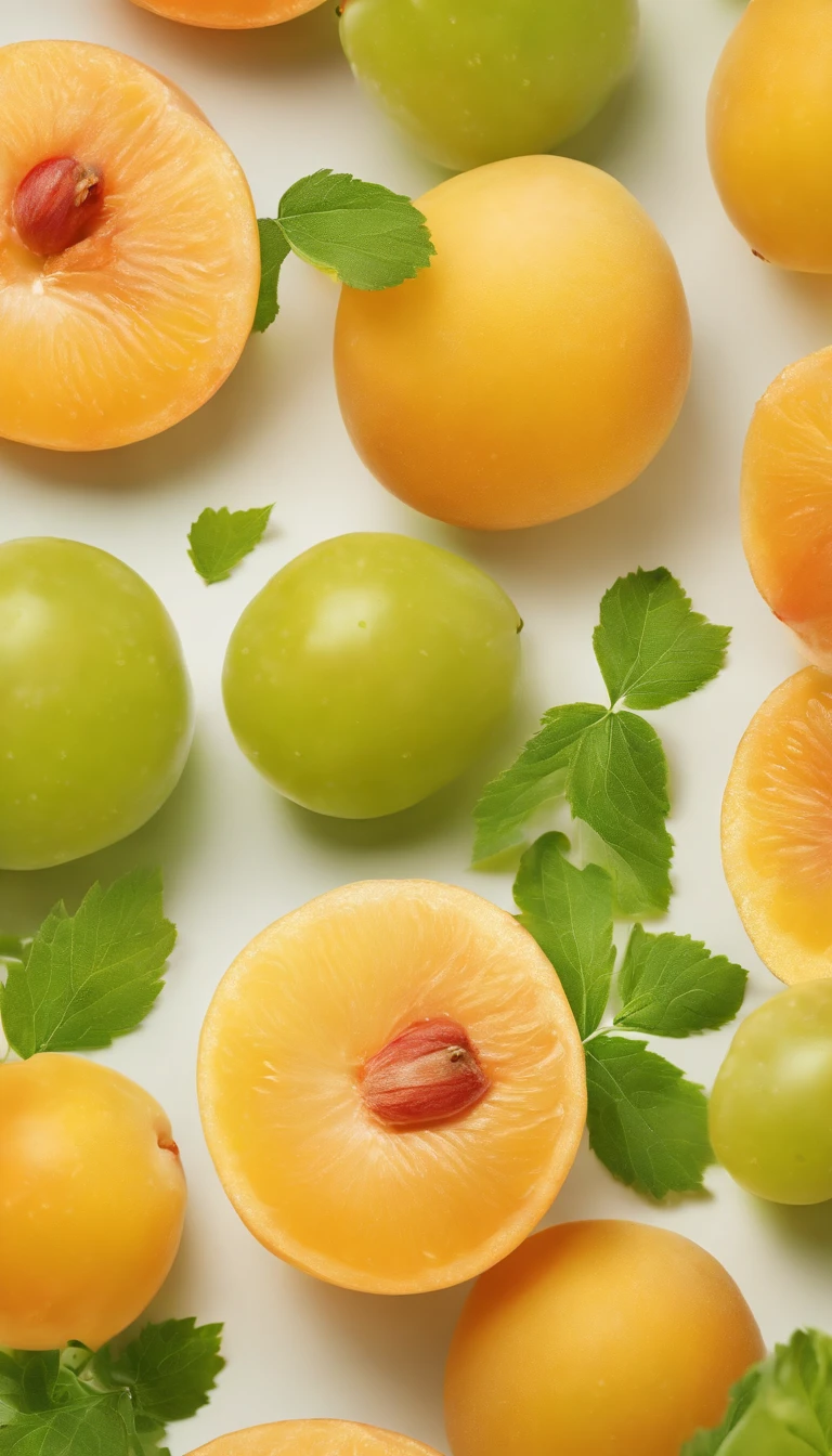 4K,Commercial photography,Juice sputtering,Cut green grape pulp and yellow peach pulp,poster for, Fresh style background, Attractive,Ultra HD,tmasterpiece,romanticism lain, Minimalism, Close-up, 8K,ccurate, Best quality, hyper HD
