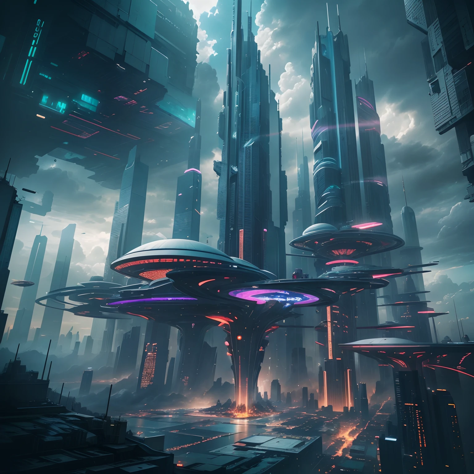 A cyberpunk futuristic city with glass skyscrapers towering from the ground,Skyscrapers tall enough to pierce through the clouds,planet earth,kosmos,A dreamy world,Romantic world,utopia,masterpiece,Masterpiece,超A high resolution,A world far beyond creation,A space station,dream,Wonderful world