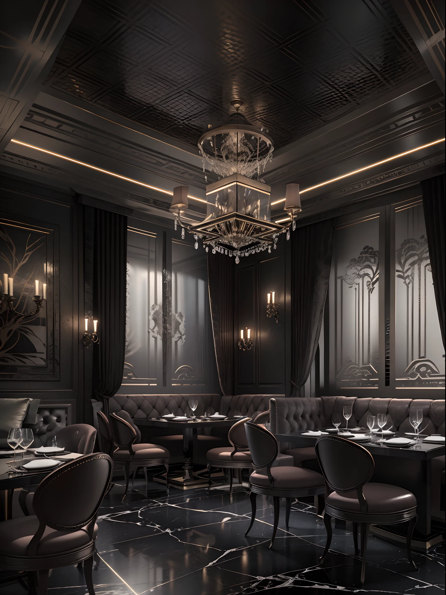 luxury restaurant finding modern classic style dark theme