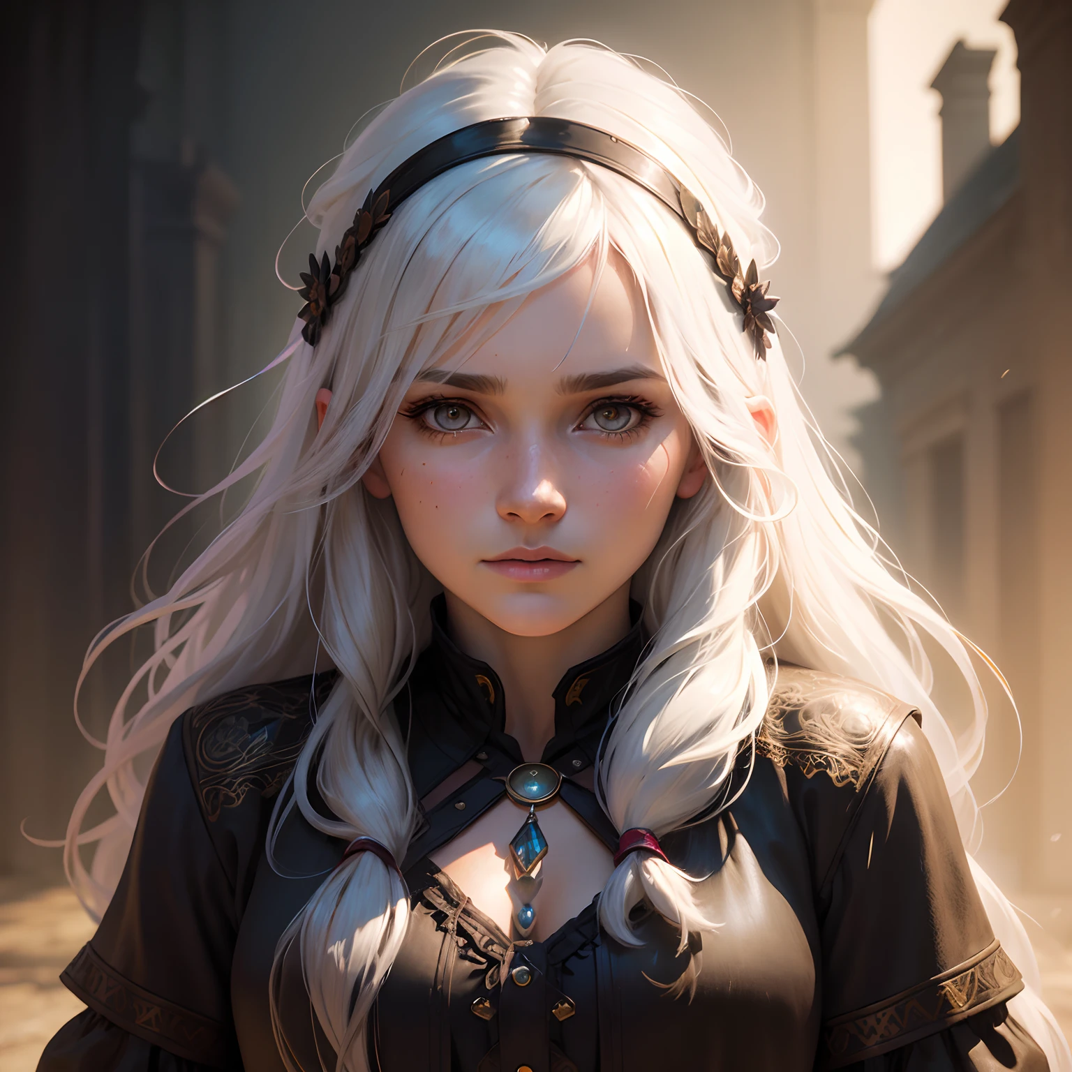Insanely detailed photograph of a gorgeous vampire man, goth Renaissance, long voluminous white hair, intricate white  eyes, fantastical, vampire, ethereal, hyperdetailed, 32k resolution, dynamic lighting, hyperdetailed, intricately detailed, trending on Artstation, triadic colors, volumetric lighting, BalenciagaStyle
