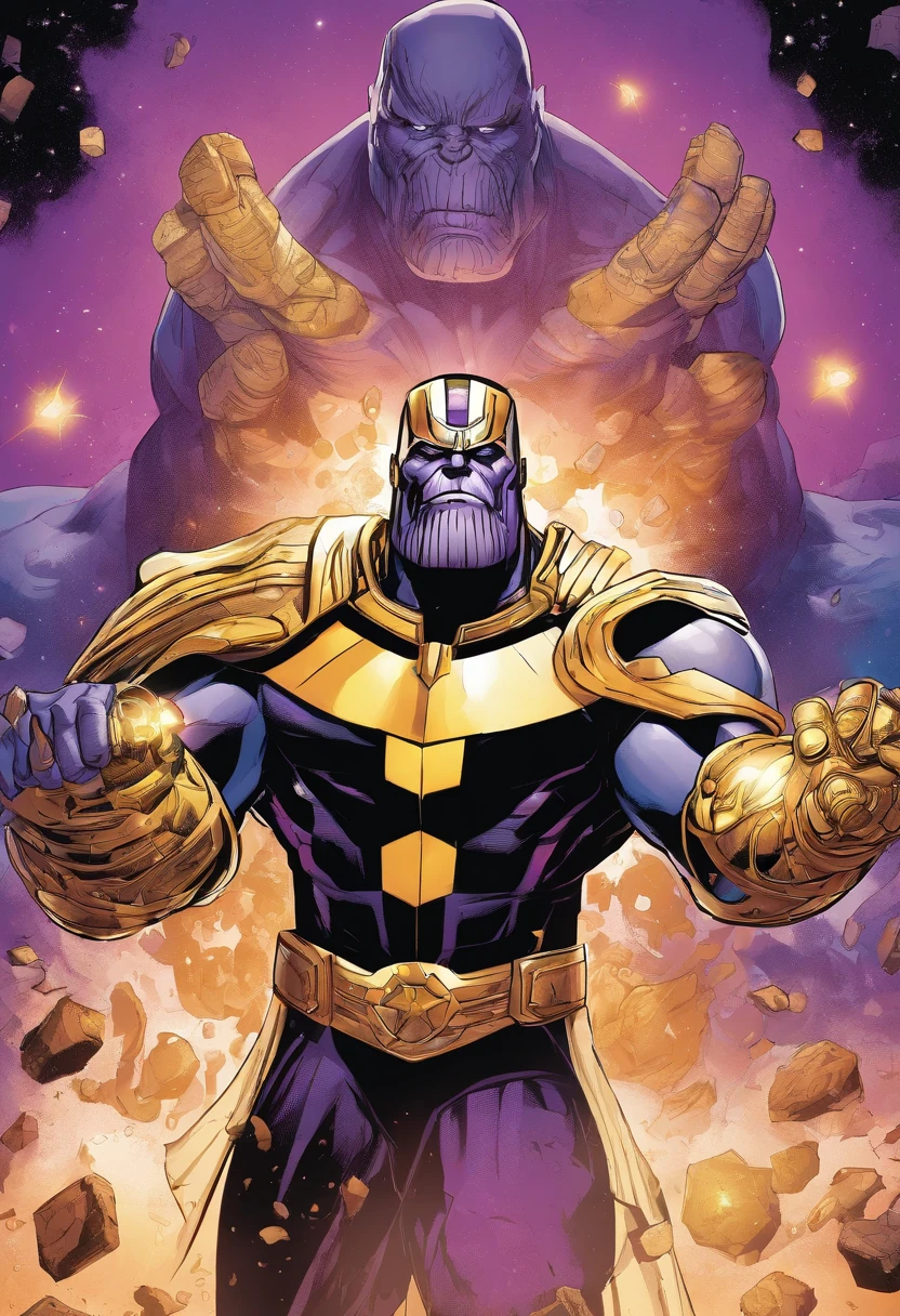 thanos by mark chomik on devianta, thanos, thanos style traits, thanos portrait, wearing thanos armour, marvel art, full art, artgerm greg rutkowski _ greg, tor from marvel, inspired by Paul Pelletier, infinity gauntlet, by Paul Pelletier, benedict cumberbatch as thanos, mr bean as thanos, thanos as vin diesel