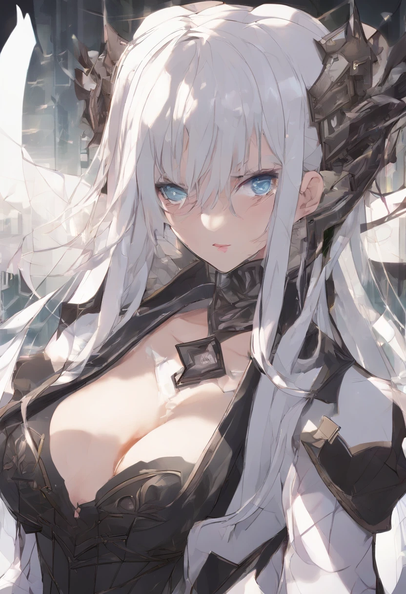 (masterpiece: 1.4), (top-quality: 1.4), (hight resolution: 1.4), White Dilundor Dress, mile, The long-haired, look at viewr, Black Long Sleeve Tunic, Shoulder Bag, outside of house, Seios Enormes,big breasts thin waist, wide hips, thick thight, big butts, Sink curve, Low-cut clothes, Focus on the female face, Erotic