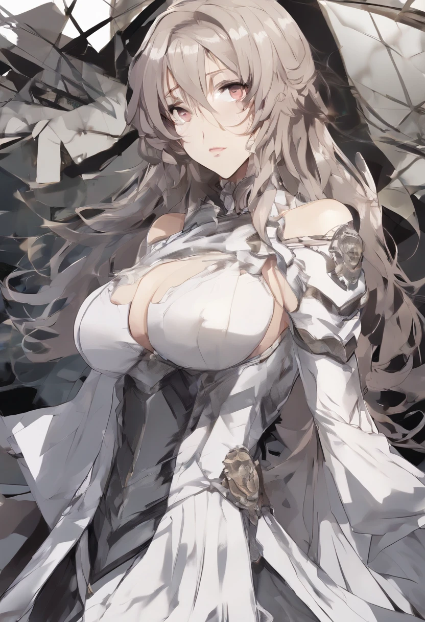 (masterpiece: 1.4), (top-quality: 1.4), (hight resolution: 1.4), White Dilundor Dress, mile, The long-haired, look at viewr, Black Long Sleeve Tunic, Shoulder Bag, outside of house, Seios Enormes,big breasts thin waist, wide hips, thick thight, big butts, Sink curve, Low-cut clothes, Focus on the female face, Erotic