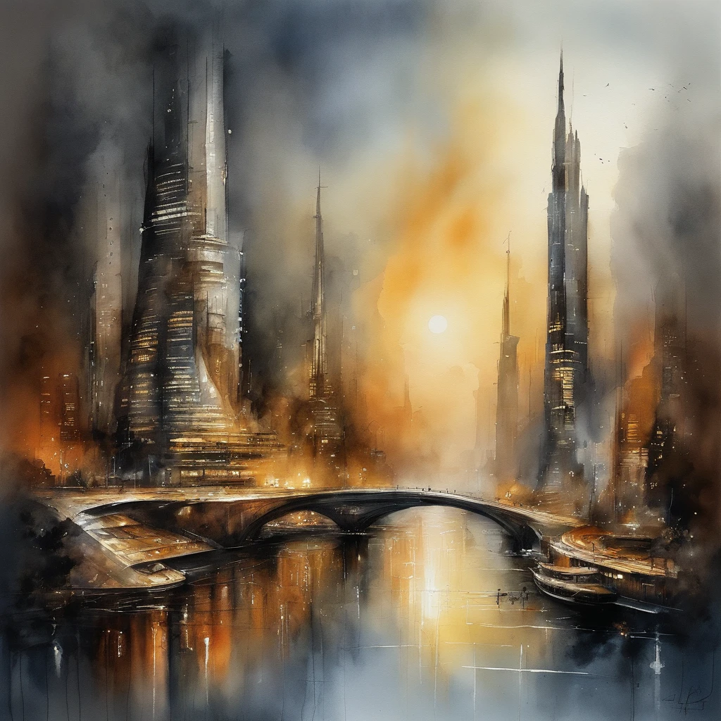 image of a futuristic city darker traces more with a lot of evident and latent technology