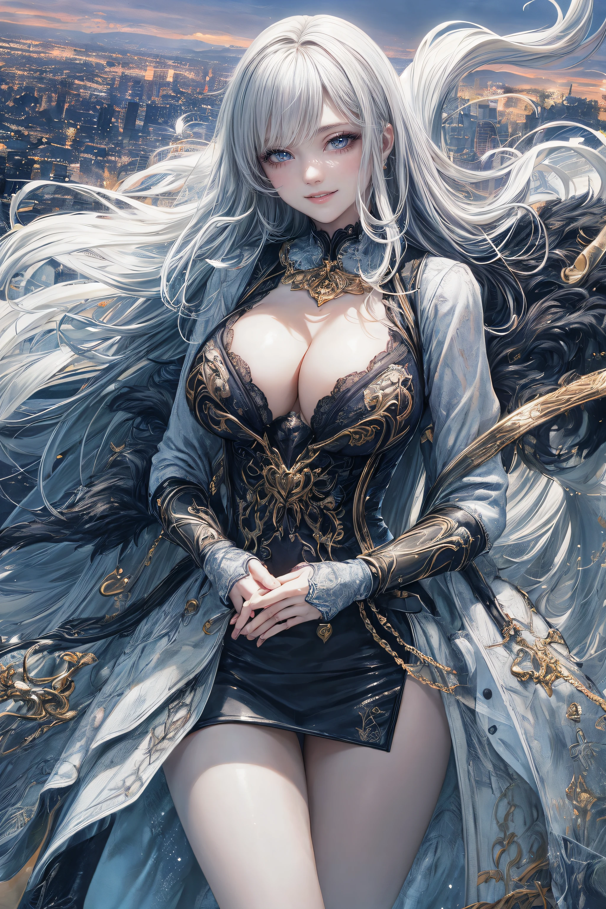 ((Currently, a cute and beautiful woman is changing her underwear)), ((22-year-old beauty)), ((embarrassed smile)), ((luscious long hair)), ((voluptuous bust)), ((Outstanding style)) , ((Miniskirt)), ((Gradient eyes)), ((Background is a city night view)), Attractive makeup, Single view, NFFSW, UHD, Retina, Masterpiece, Accurate , anatomical, scientifically correct, textured skin, super detail, high detail, high quality, award winning, top quality, high resolution, 1080P, HD, 4K, 8k, 16k