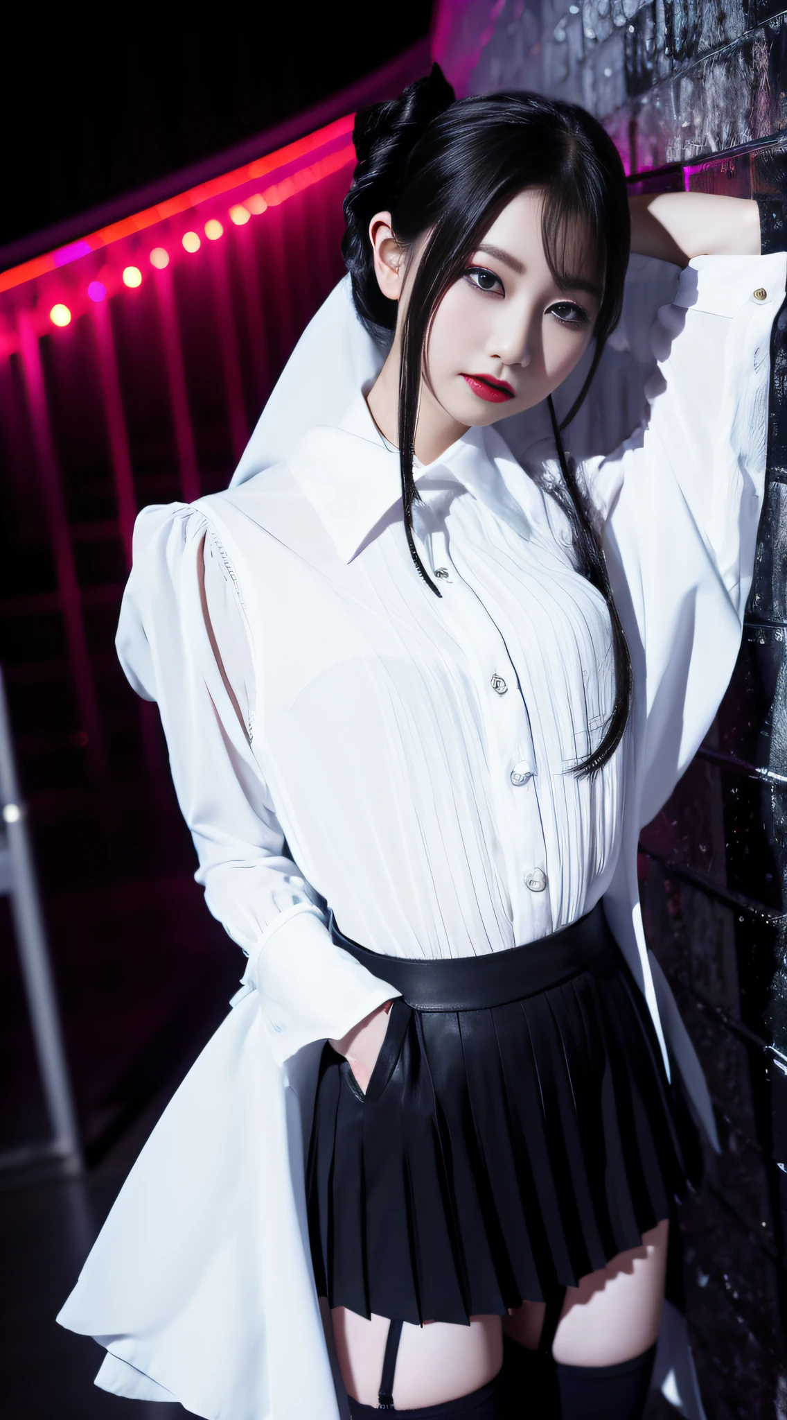 Charming beauties、Evil Female Executive、Night city、Move ki、The Darkness、seductiv、brainwash、Brainwashing device、Evil Fall、wicked、darkness、Black eyeshadow、black pantyhose、Black stockings、Evil Bride、White blouse、Black pleated skirt、Dark