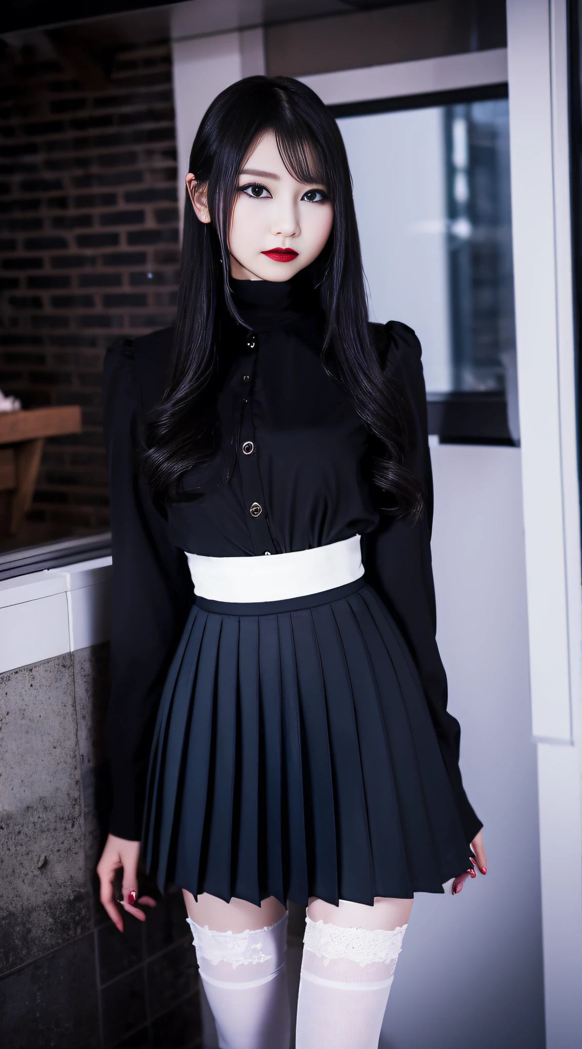 Charming beauties、Evil Female Executive、Night city、Move ki、The Darkness、seductiv、brainwash、Brainwashing device、Evil Fall、wicked、darkness、Black eyeshadow、black pantyhose、Black stockings、Evil Bride、White blouse、Black pleated skirt、Dark