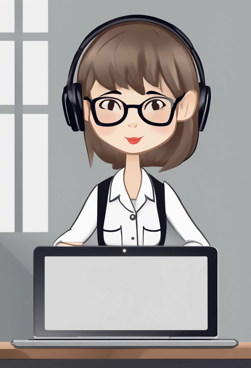a Simple mascot catoon image of a smart cute korean office staff woman with a laptop computer and a smart phone, 2D flat, casual wear, long_hair, cartoon, comics
Negative prompt: ugly, deformed, noisy, blurry, low contrast, 3D, photo, realistic, headset, glasses