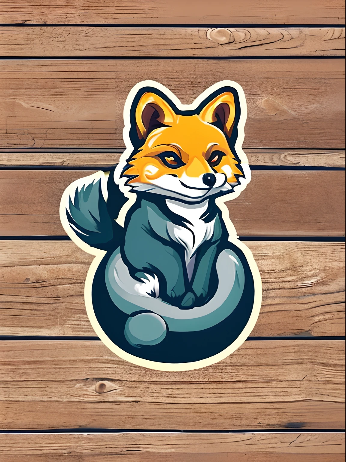 A fox statue protects the shrine,Sticker art, vector art, pastel 4 colors, retro aesthetic, digital painting, Adobe Illustrator