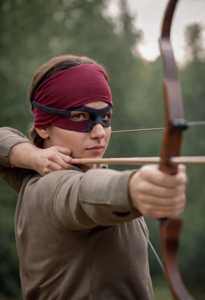 role of third shot, over the shoulder view, The Blindfolded Archer aiming on the target board