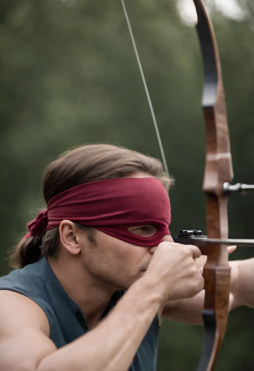 role of third shot, over the shoulder view, The Blindfolded Archer aiming on the target board